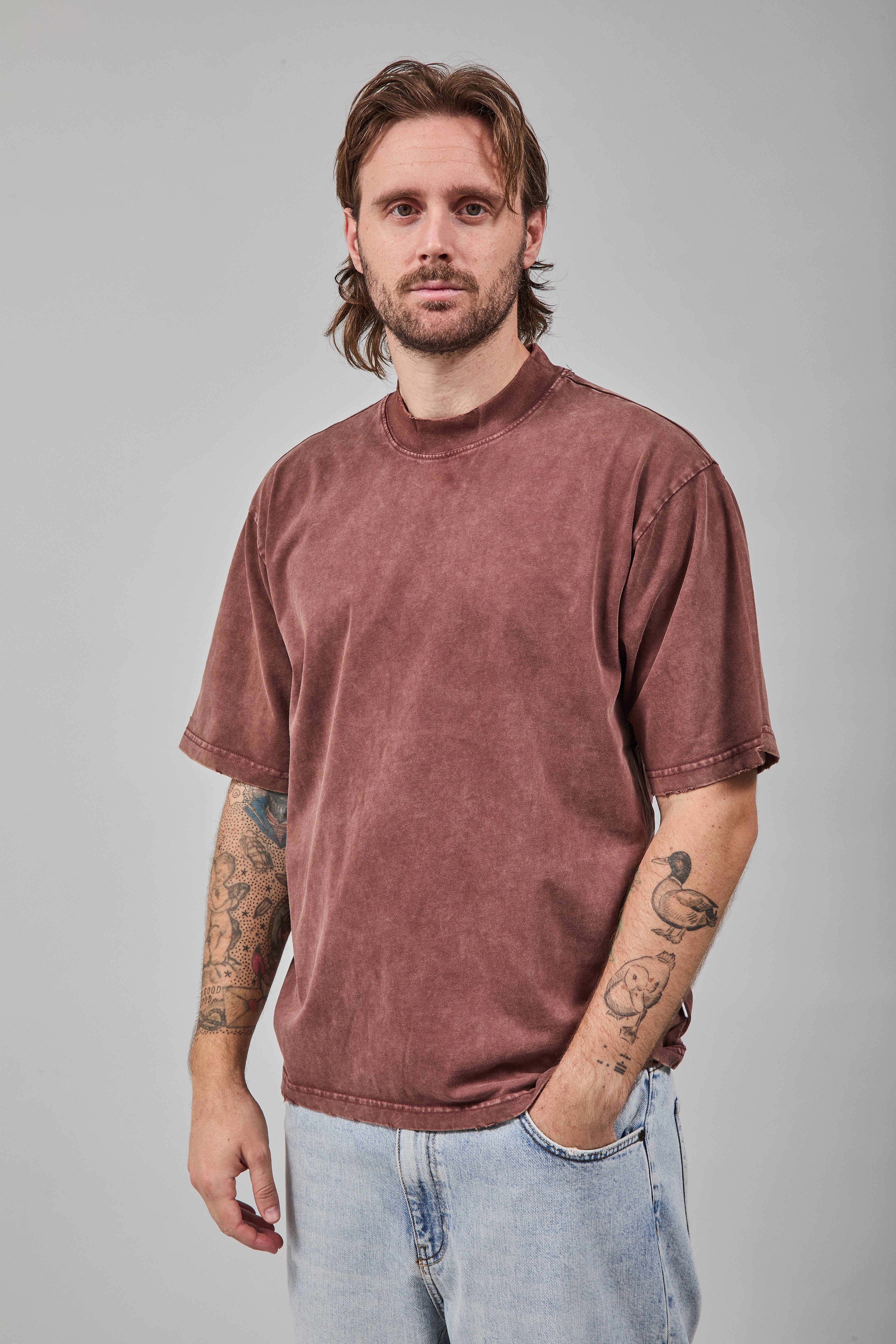 T-shirt Berna Stone Washed Bordeaux