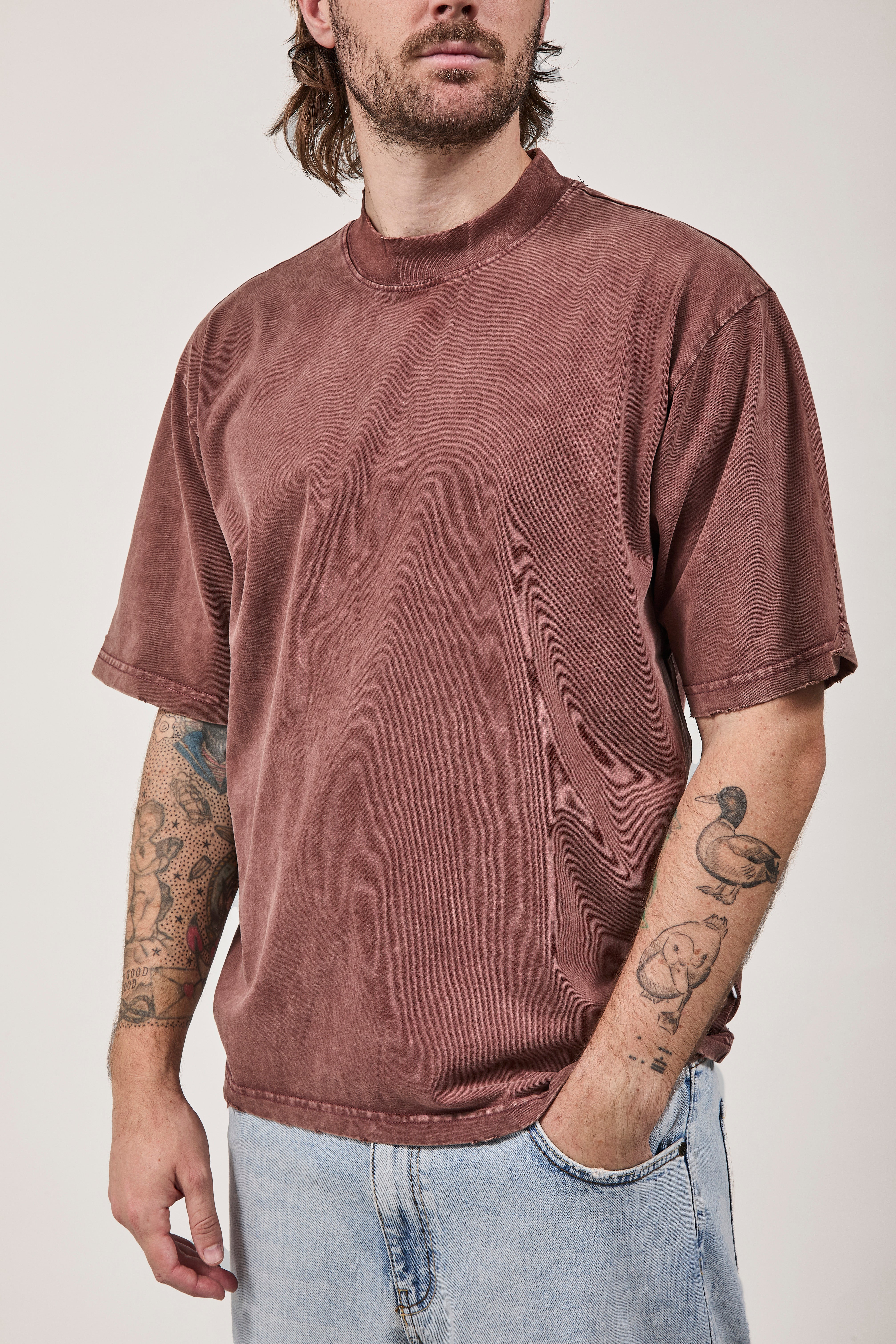 T-shirt Berna Stone Washed Bordeaux