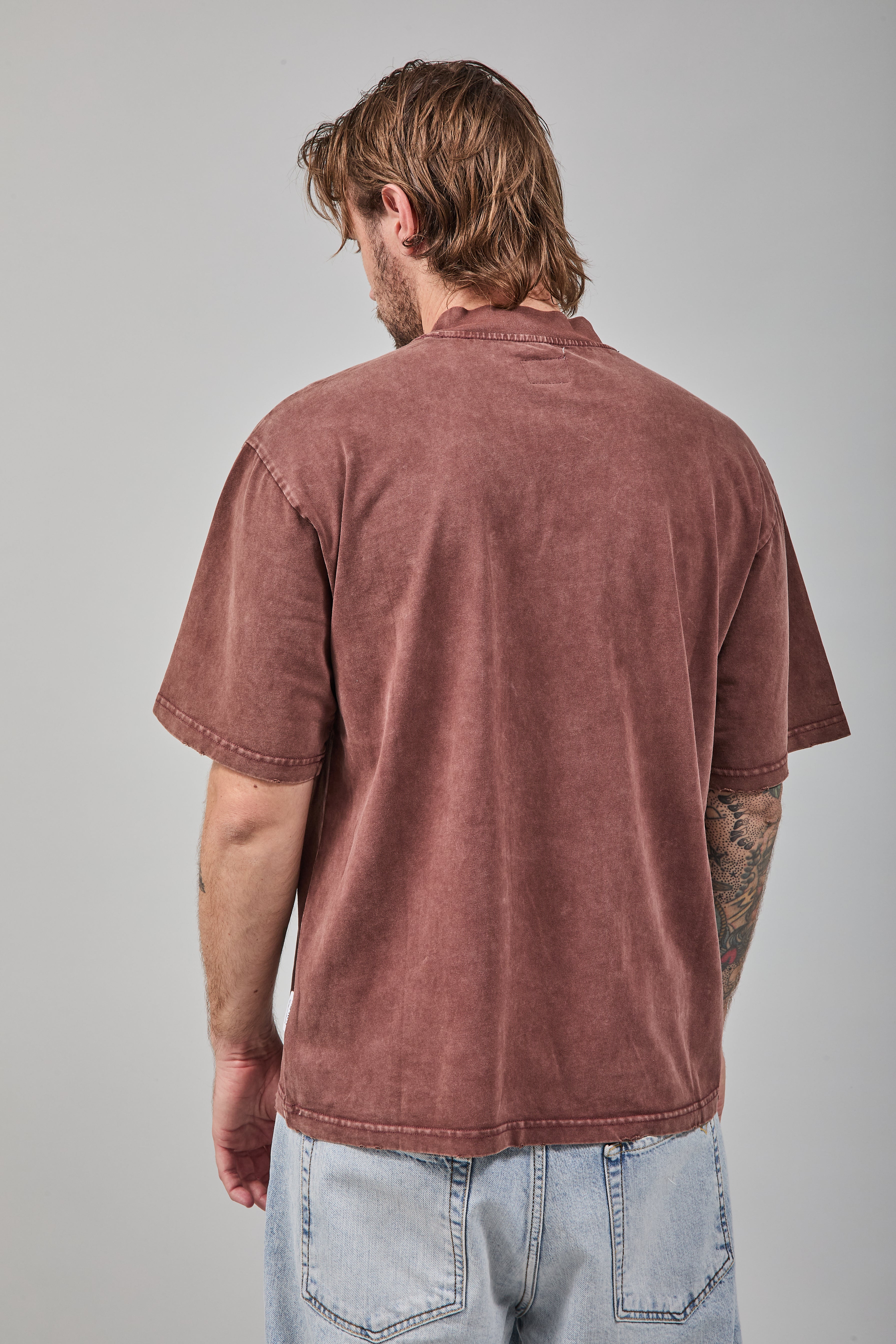 T-shirt Berna Stone Washed Bordeaux