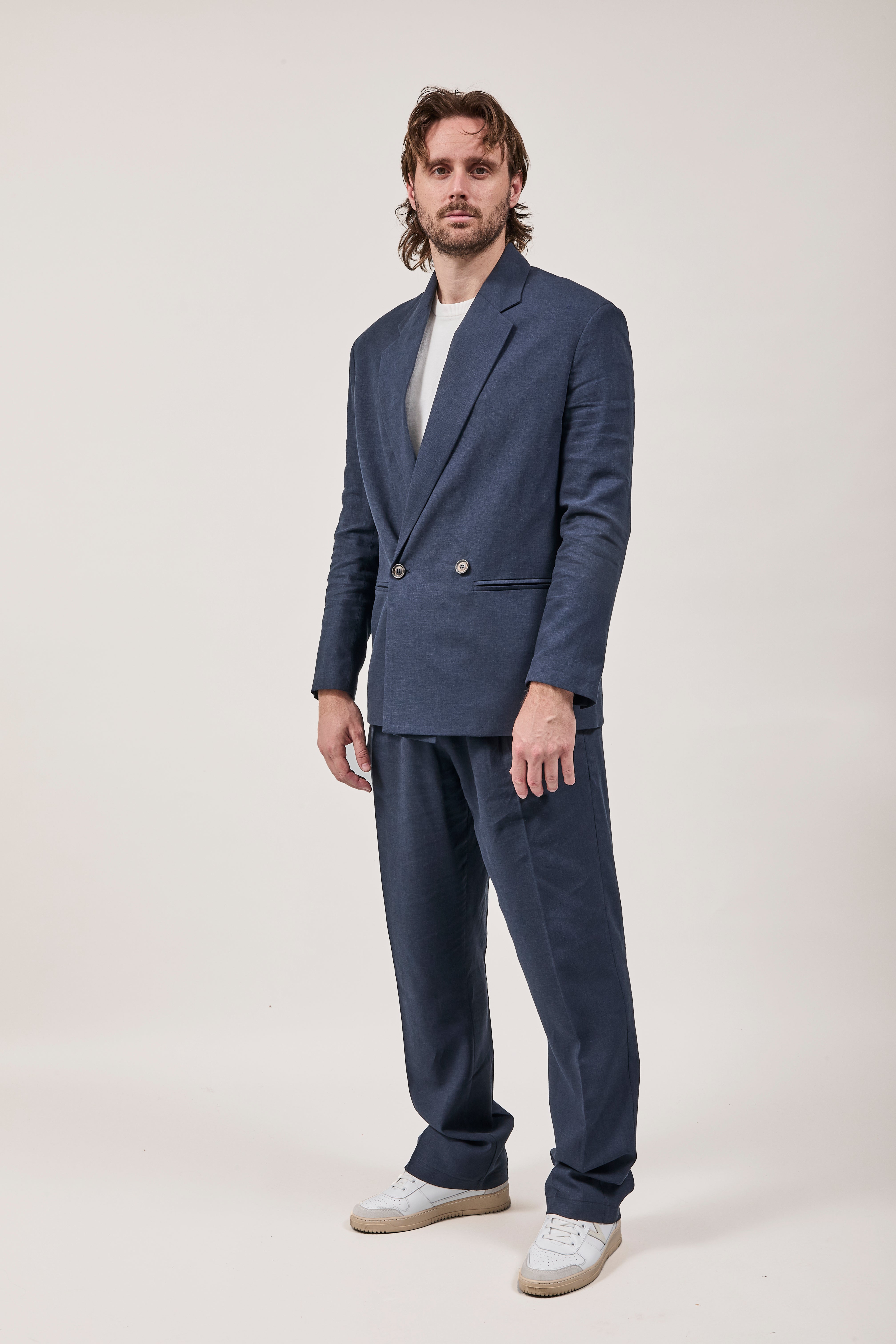 Pantalone Imperial Lino Palazzo Navy