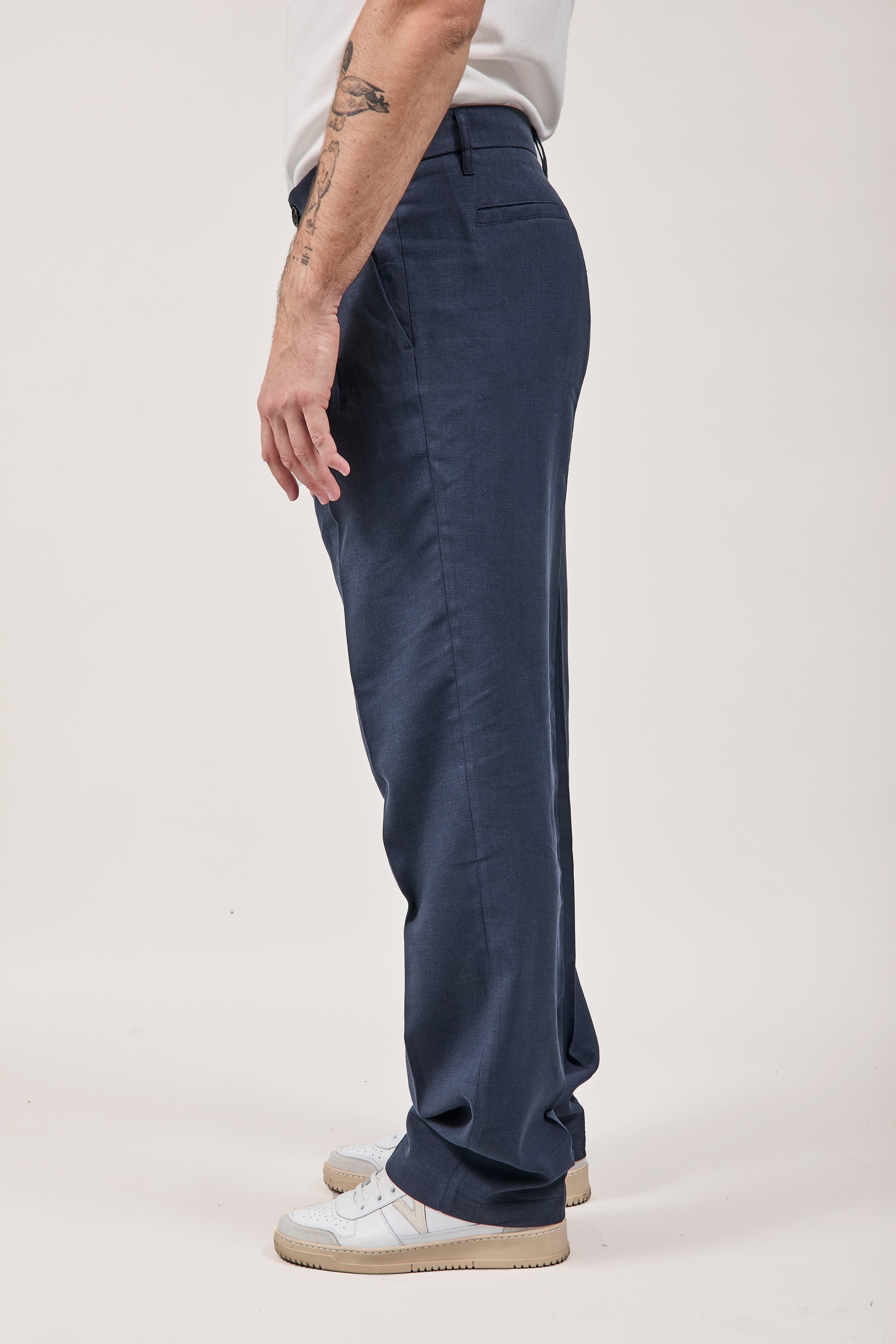 Pantalone Imperial Lino Palazzo Navy