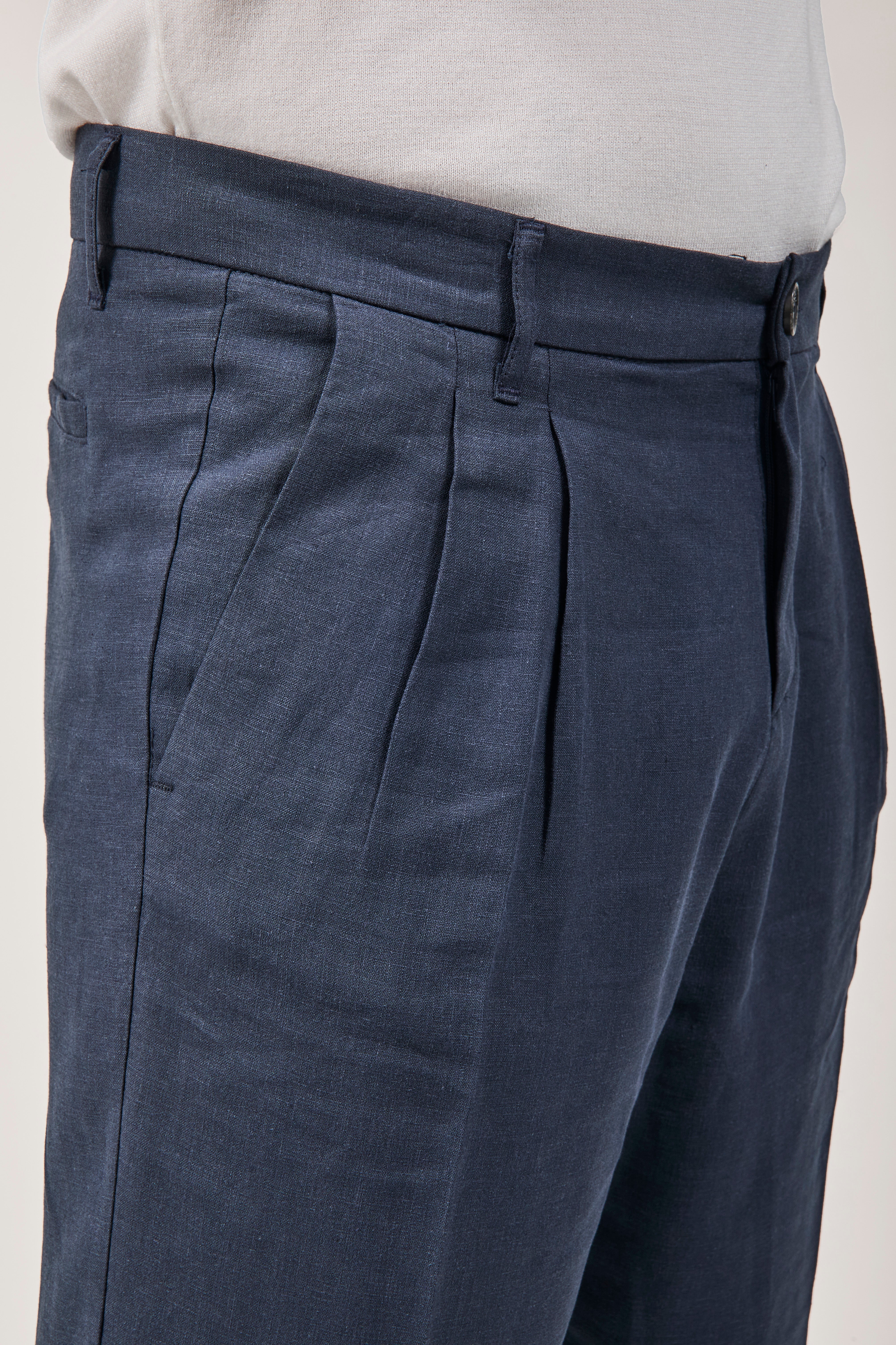Pantalone Imperial Lino Palazzo Navy