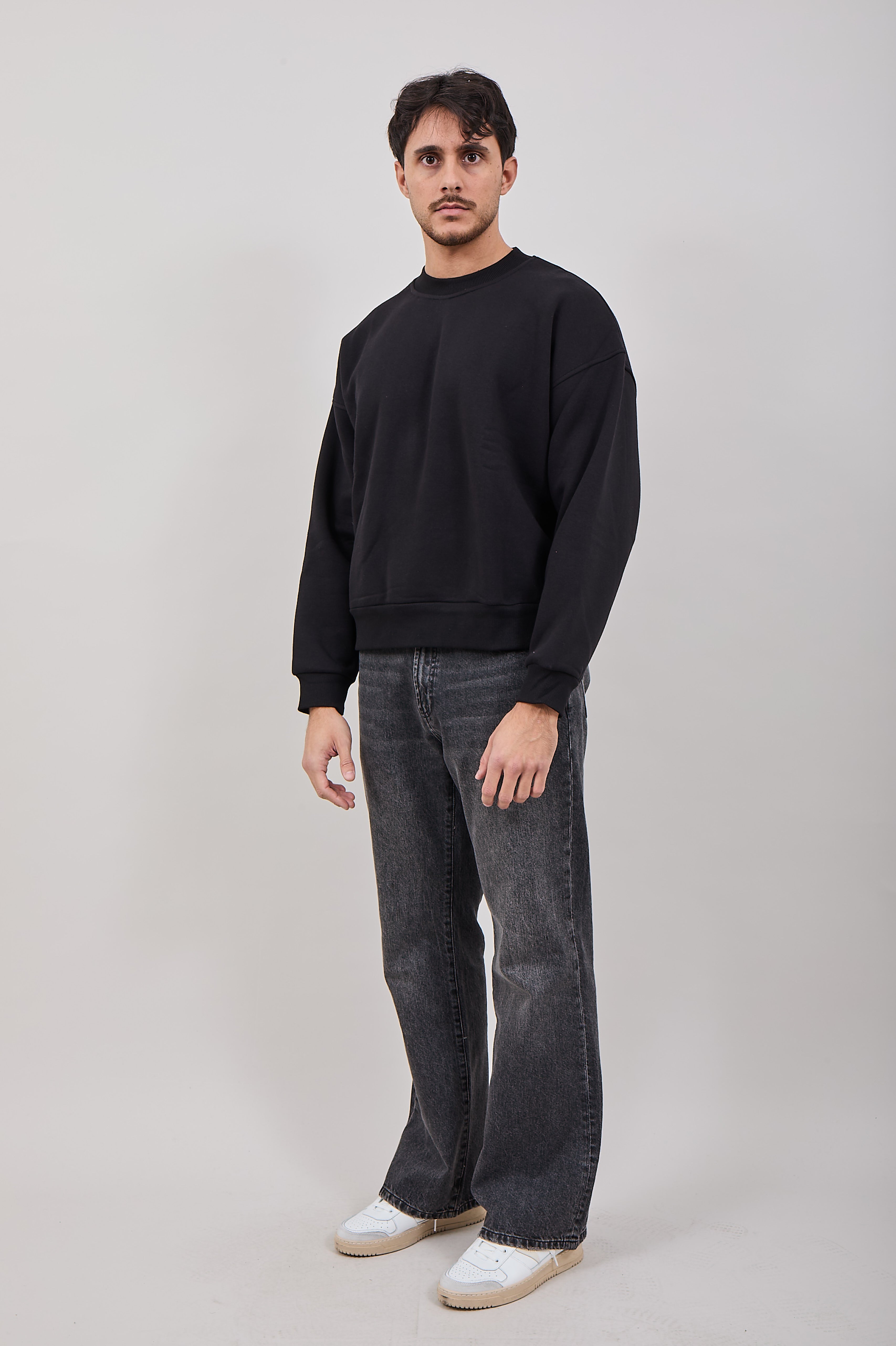 Felpa Njb Cropped Girocollo Nero