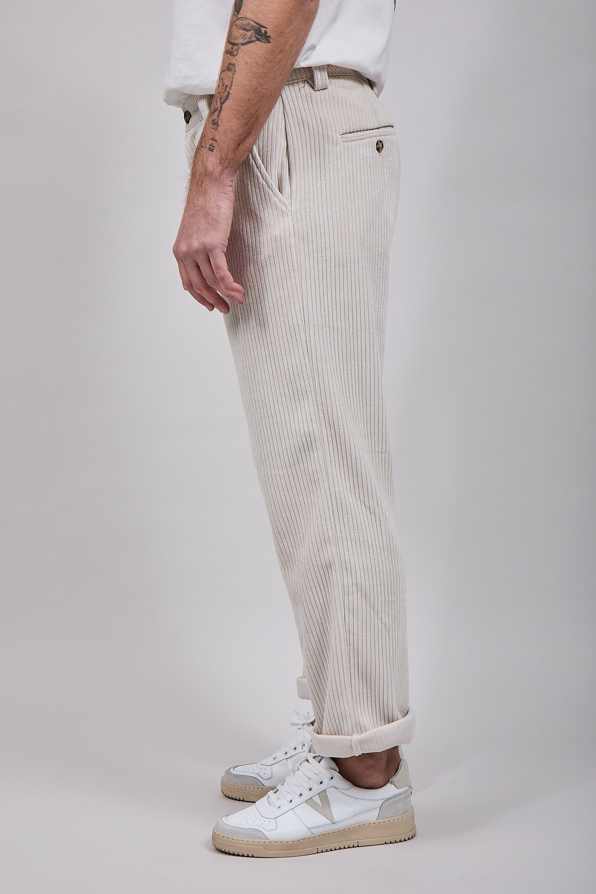 Pantalone Block Eleven Velluto Panna