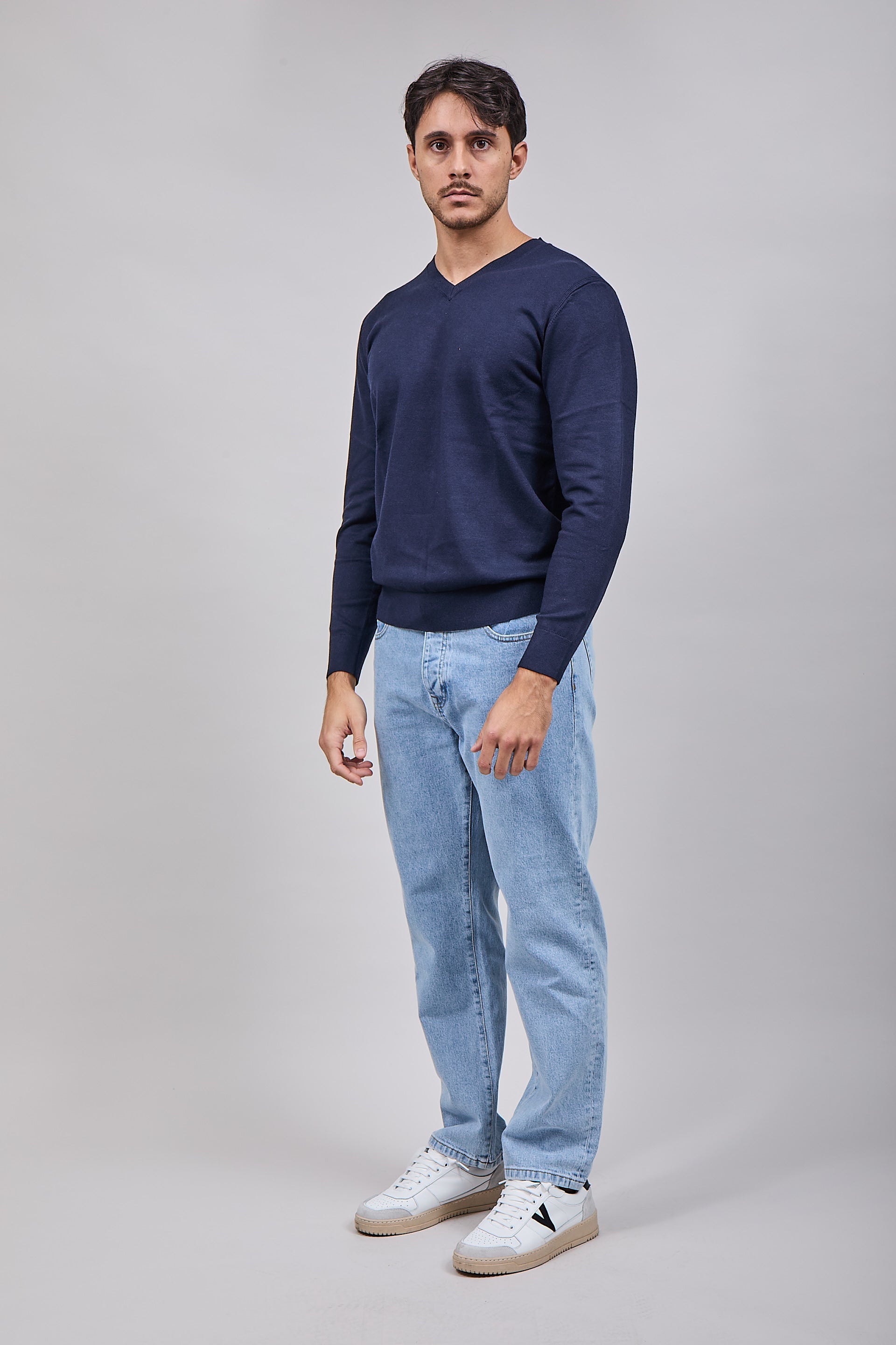 Maglioncino Diktat Cashmere Scollo V Navy 002