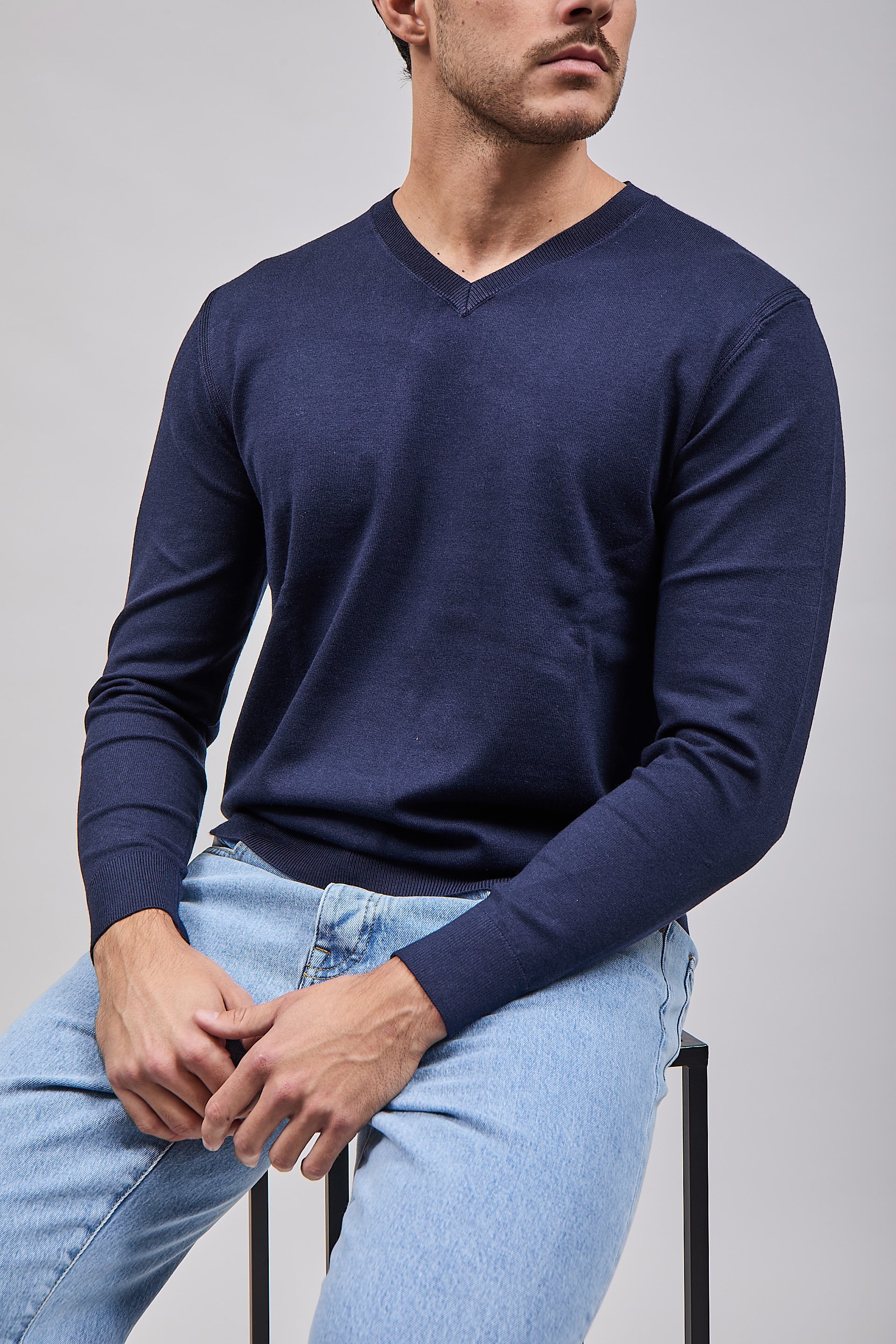 Maglioncino Diktat Cashmere Scollo V Navy 002