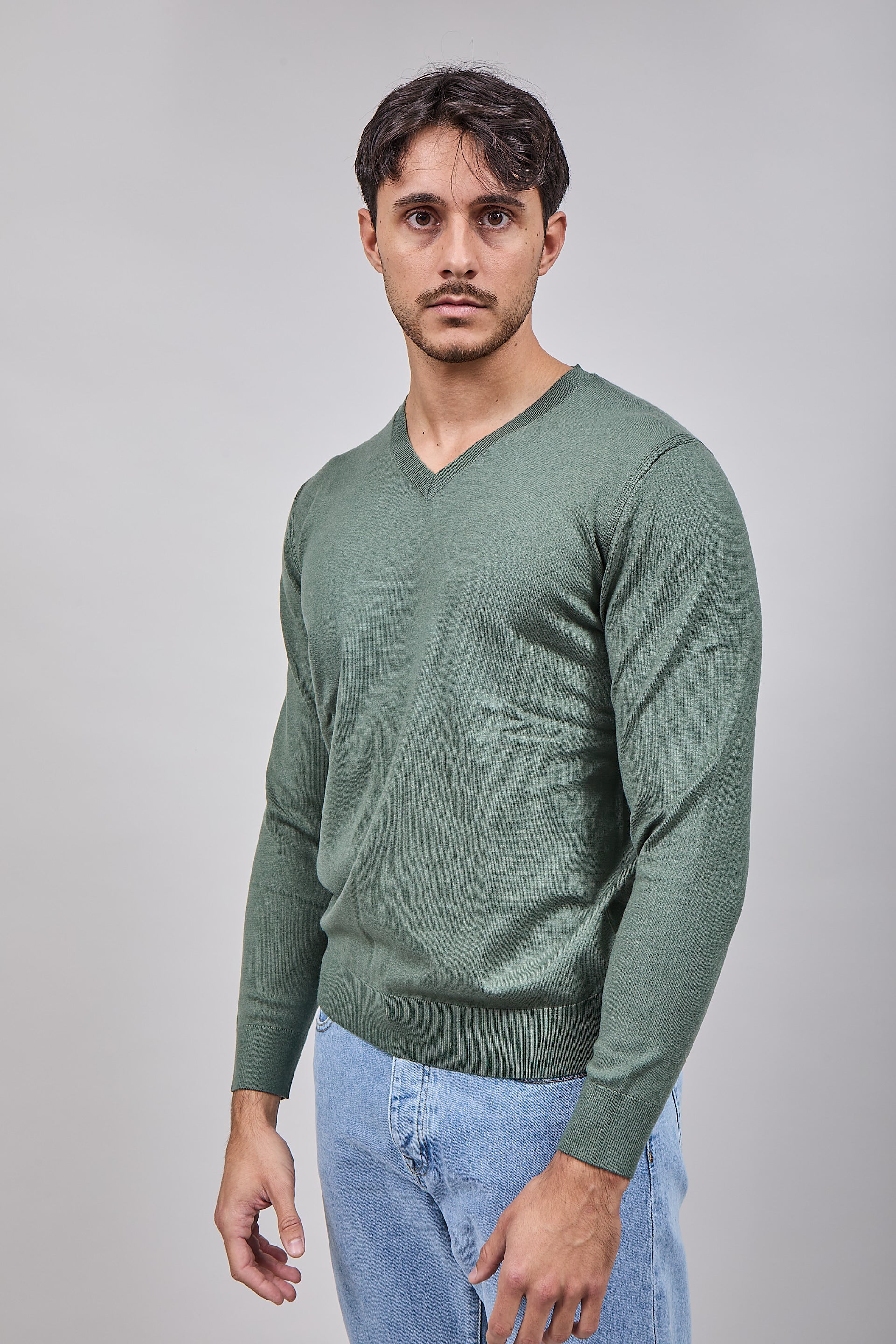 Maglioncino Diktat Cashmere Scollo V Salvia 002