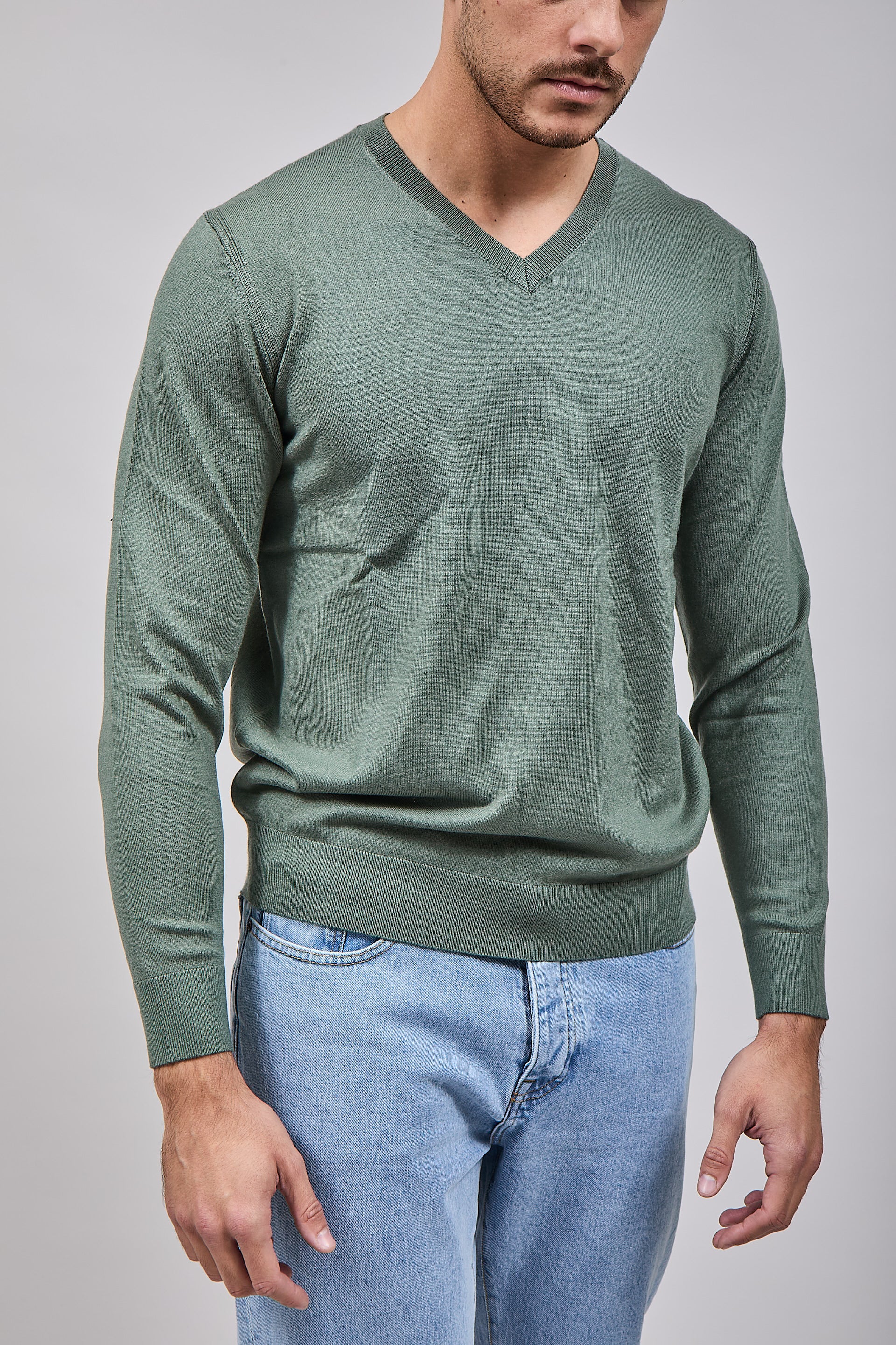 Maglioncino Diktat Cashmere Scollo V Salvia 002