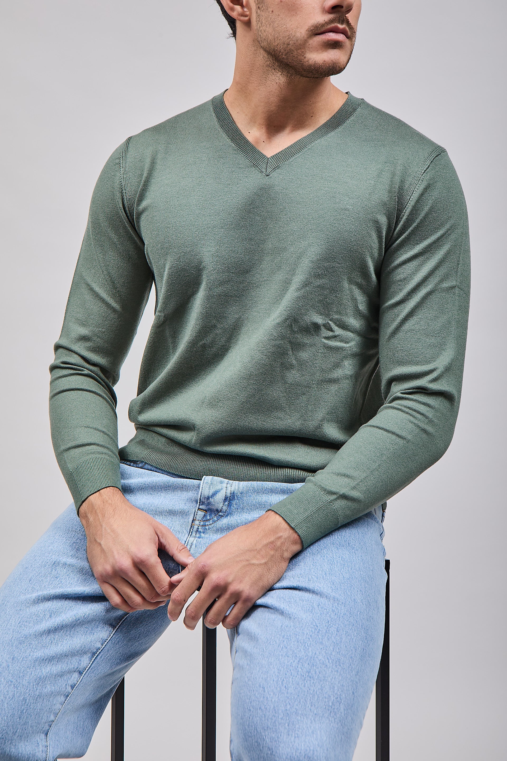 Maglioncino Diktat Cashmere Scollo V Salvia 002