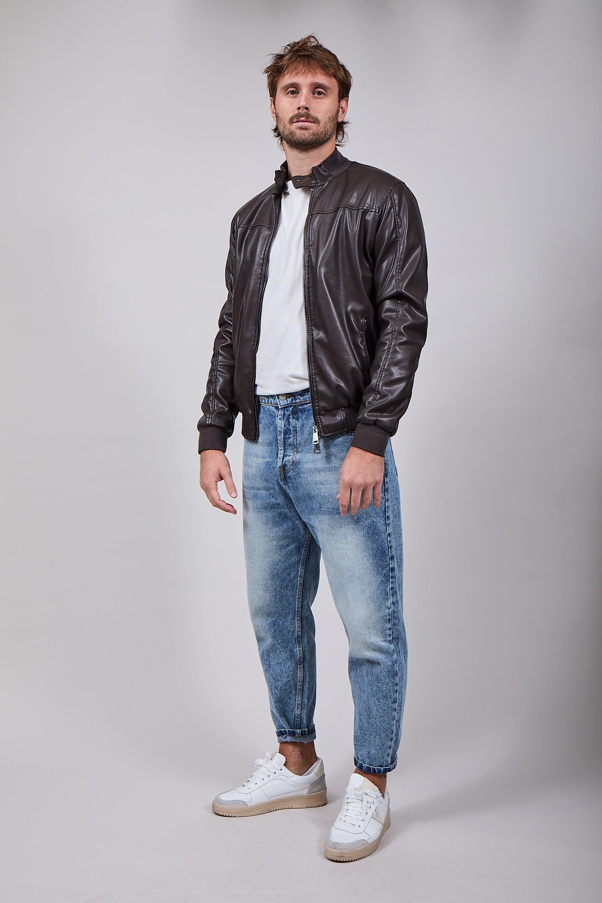 Bomber Gianni Lupo Eco-pelle Coffee 9804 (12311499931988)