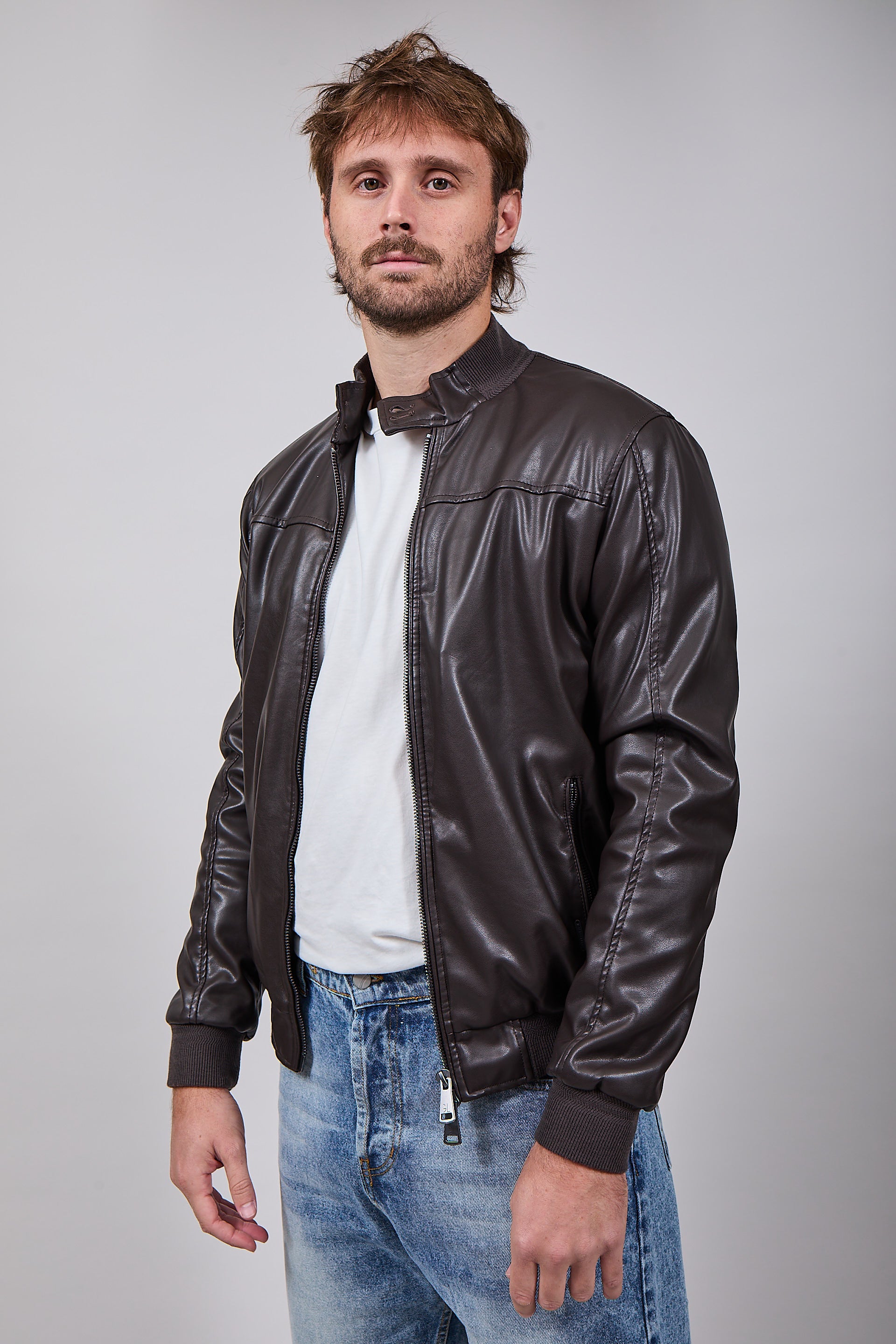 Bomber Gianni Lupo Eco-pelle Coffee 9804 (12311499931988)