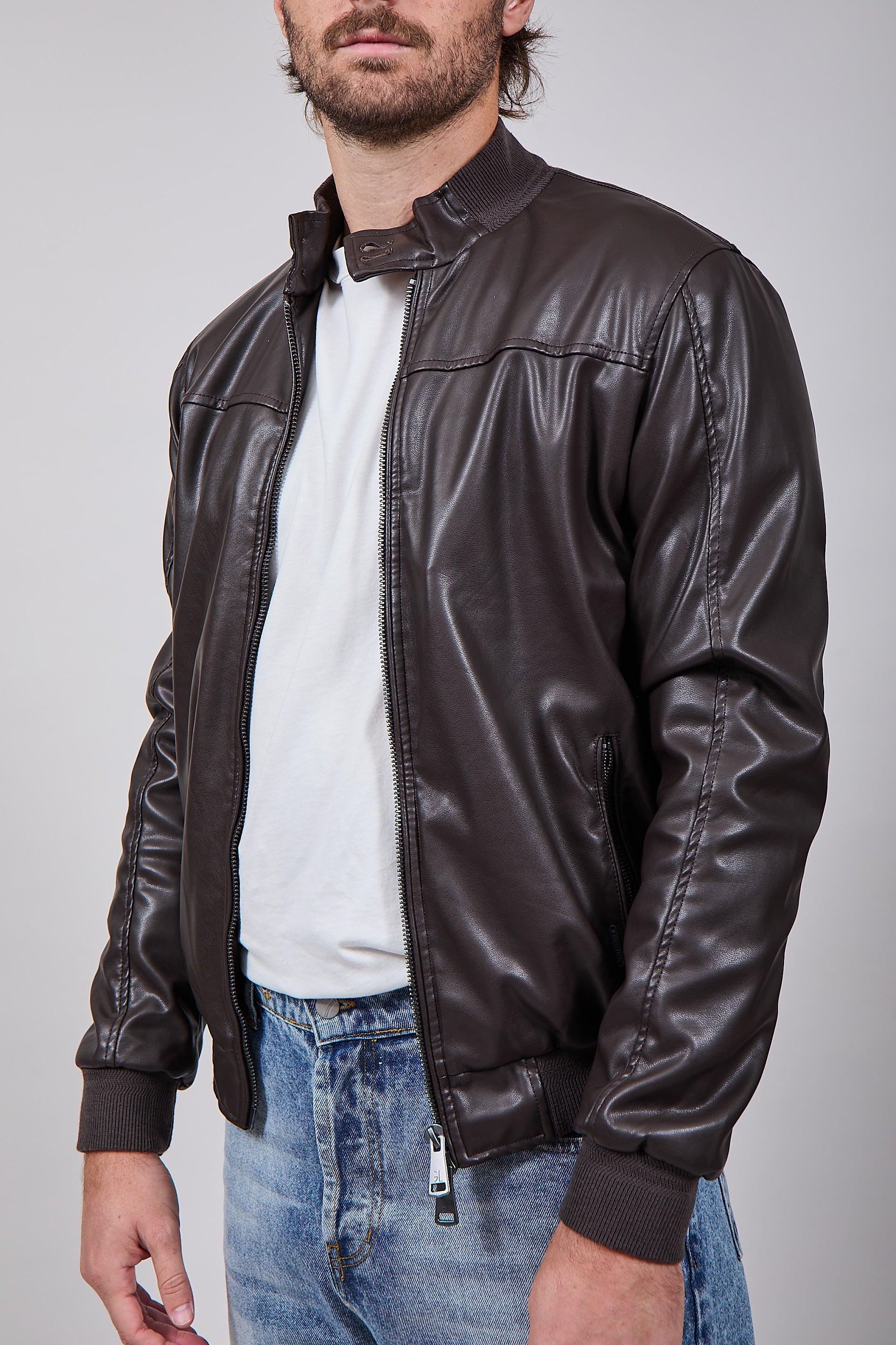 Bomber Gianni Lupo Eco-pelle Coffee 9804 (12311499931988)