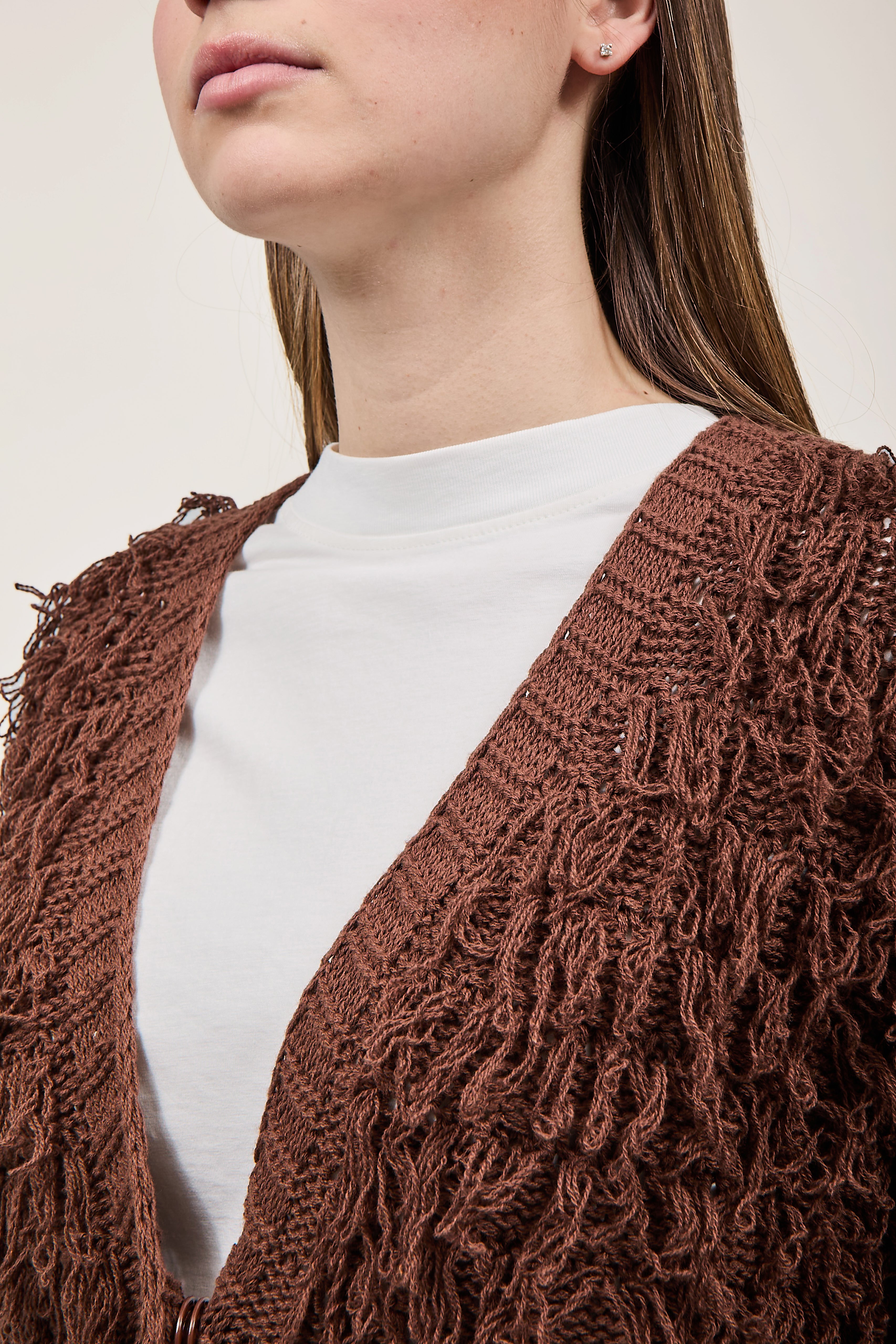 Cardigan Haveone Frangia Marrone