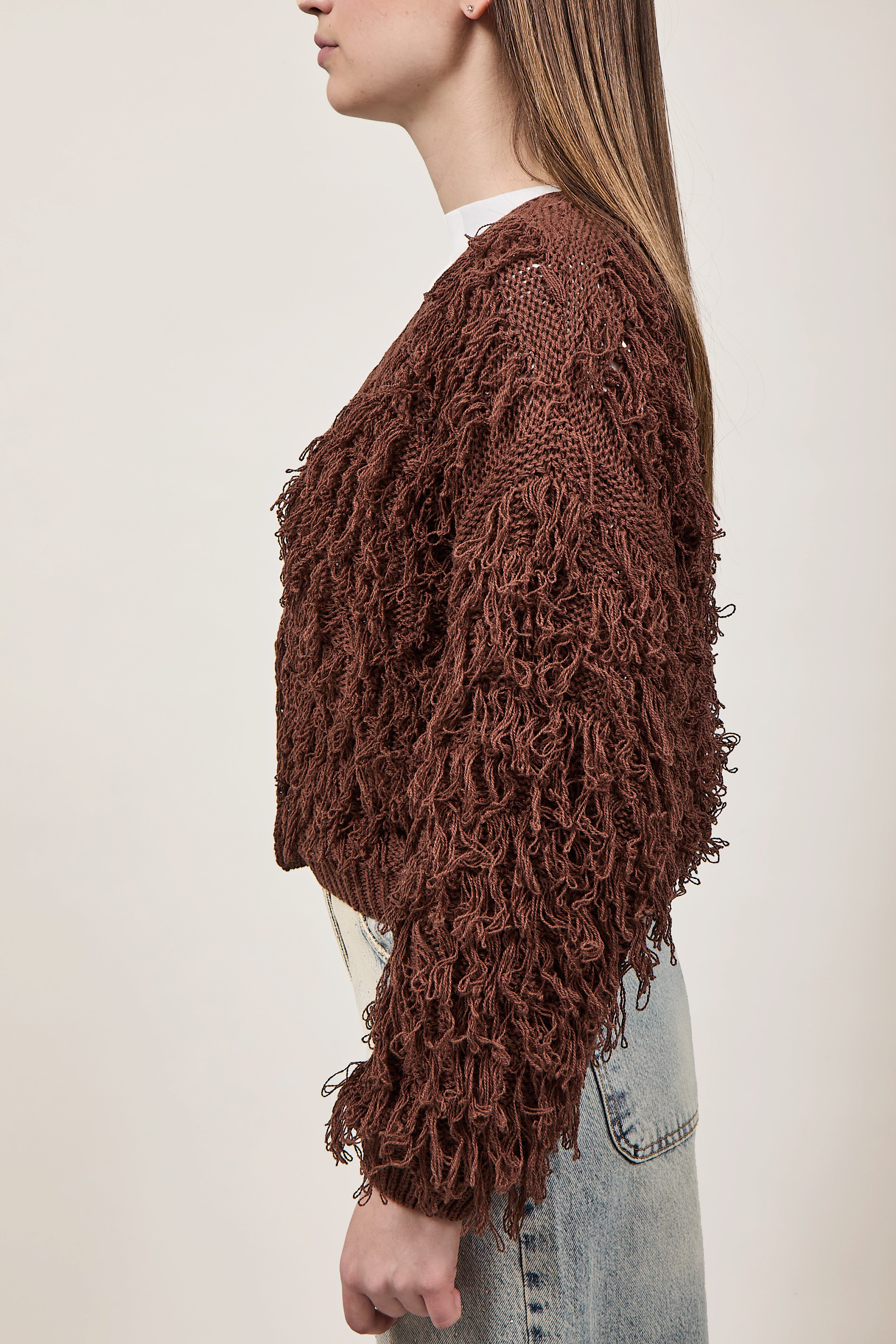 Cardigan Haveone Frangia Marrone