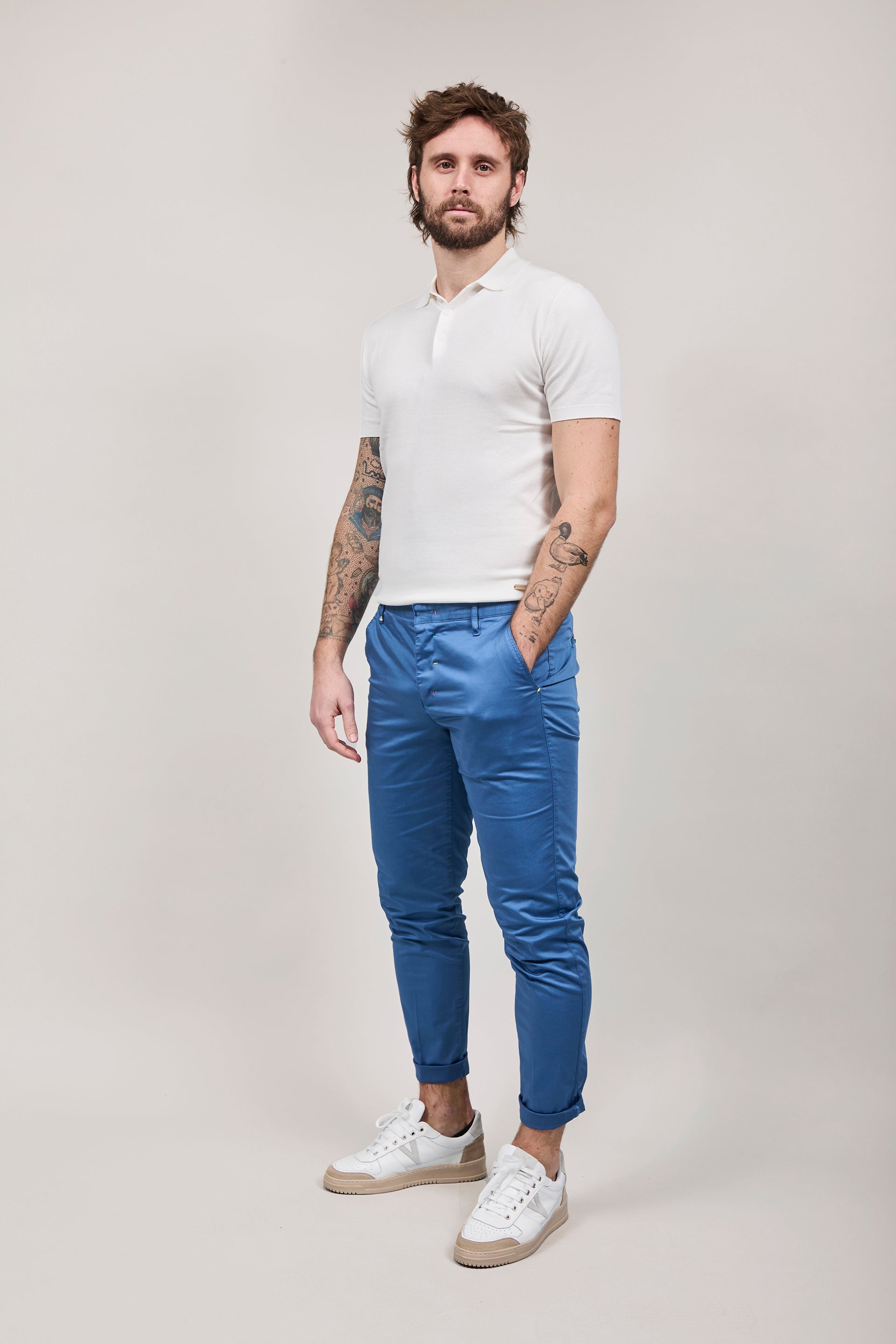 Pantalone Berna chinos Blu Ciano 39
