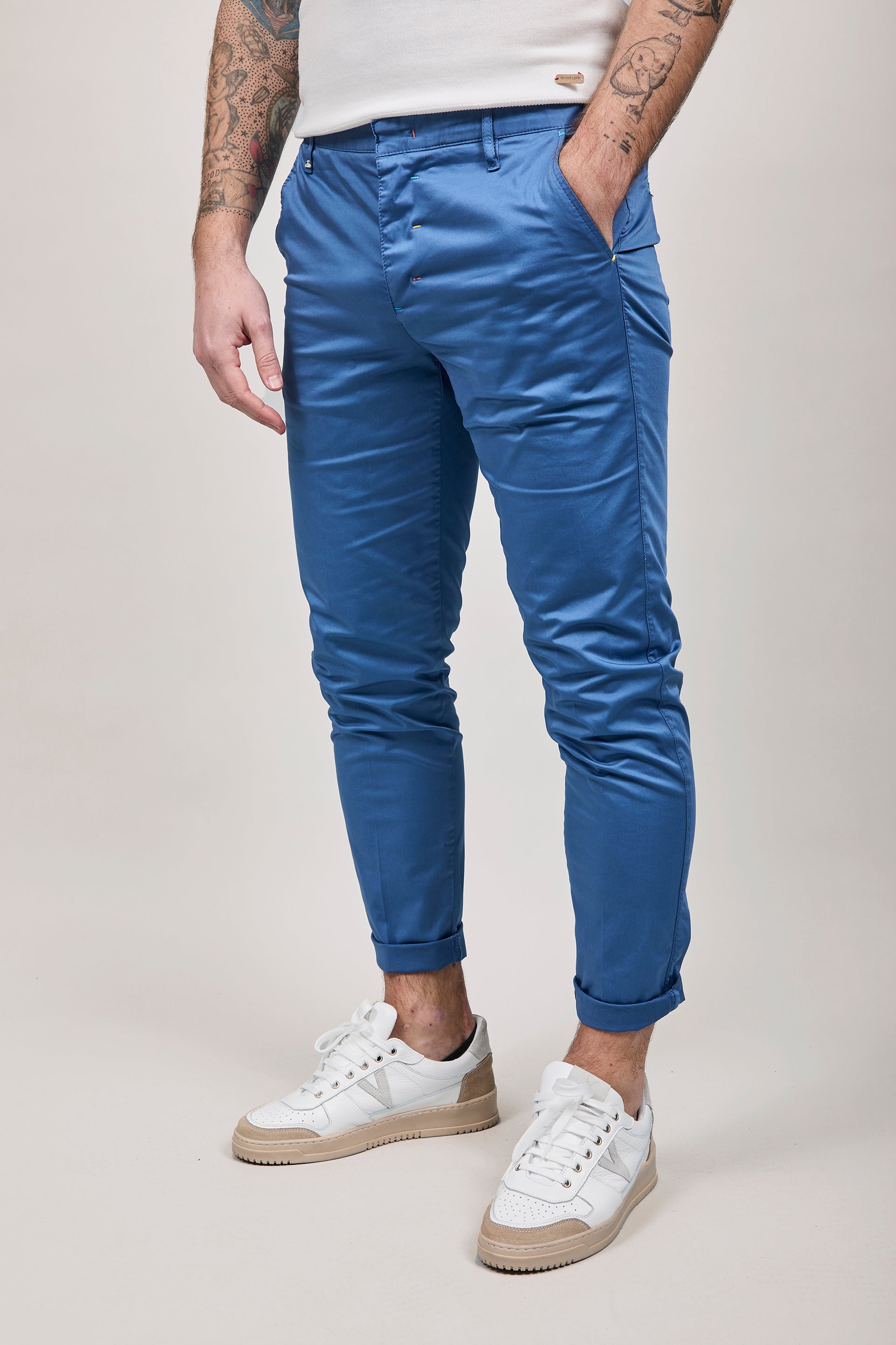 Pantalone Berna chinos Blu Ciano 39