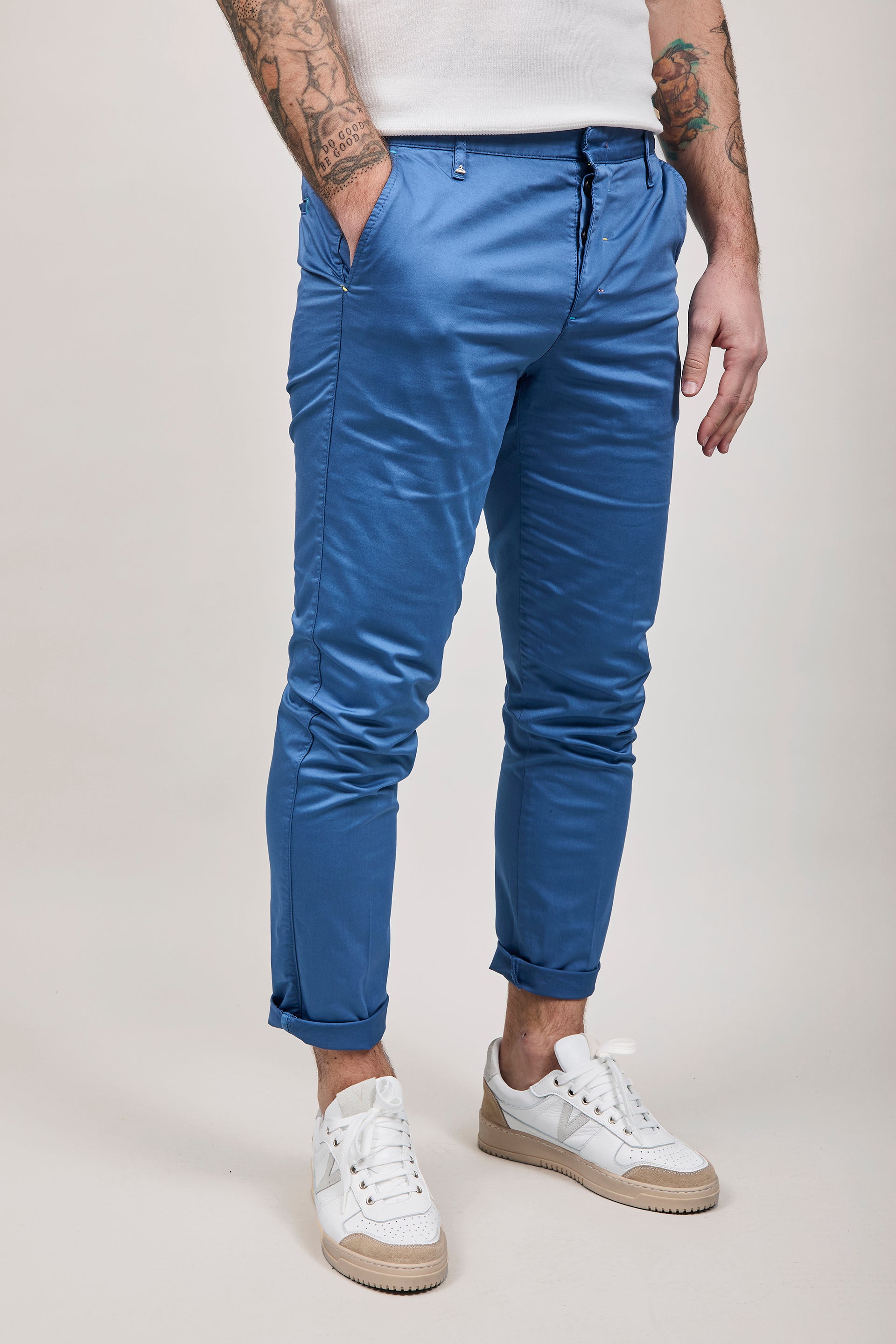 Pantalone Berna chinos Blu Ciano 39