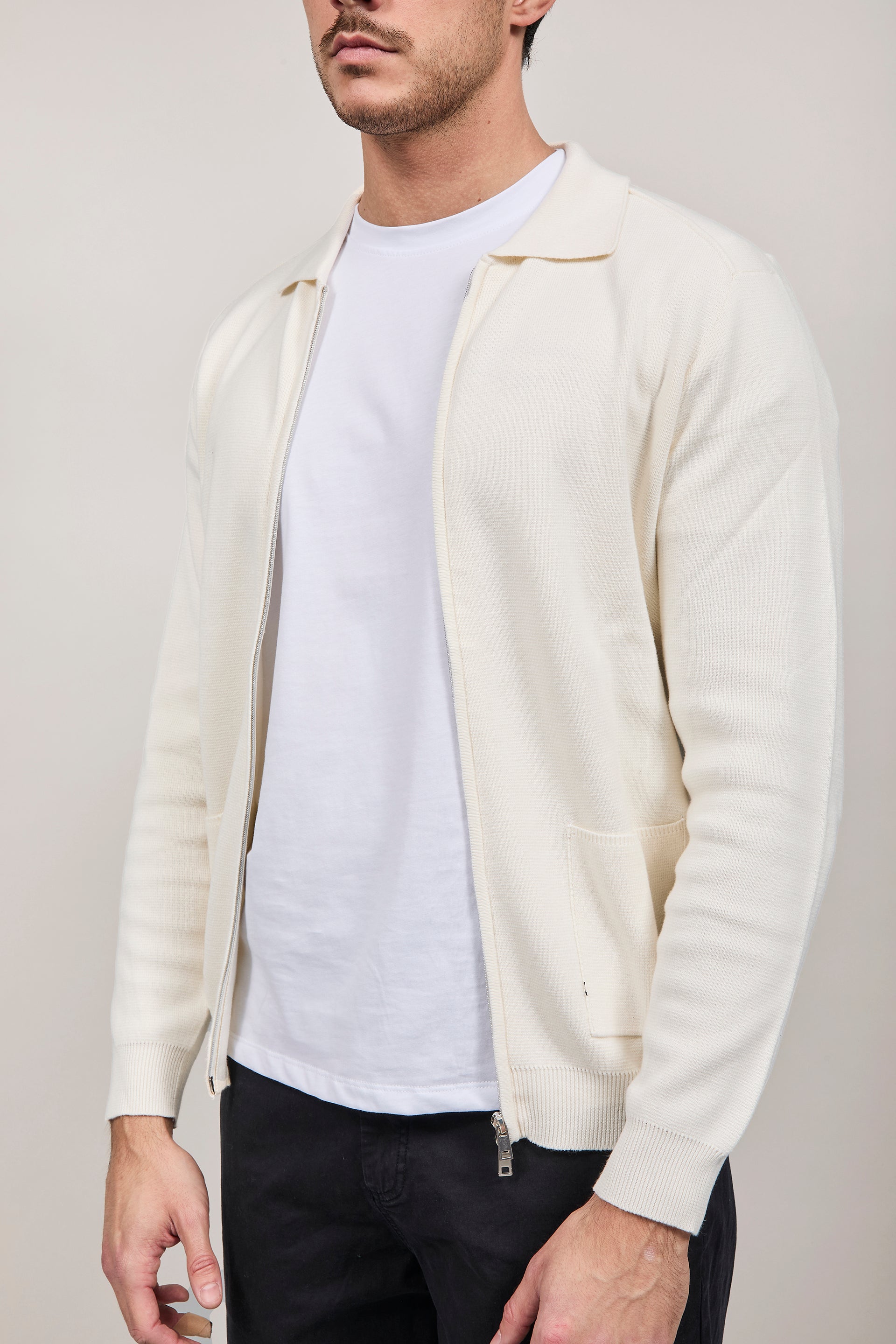 Cardigan Hamaki-ho Zip Bianco 3221