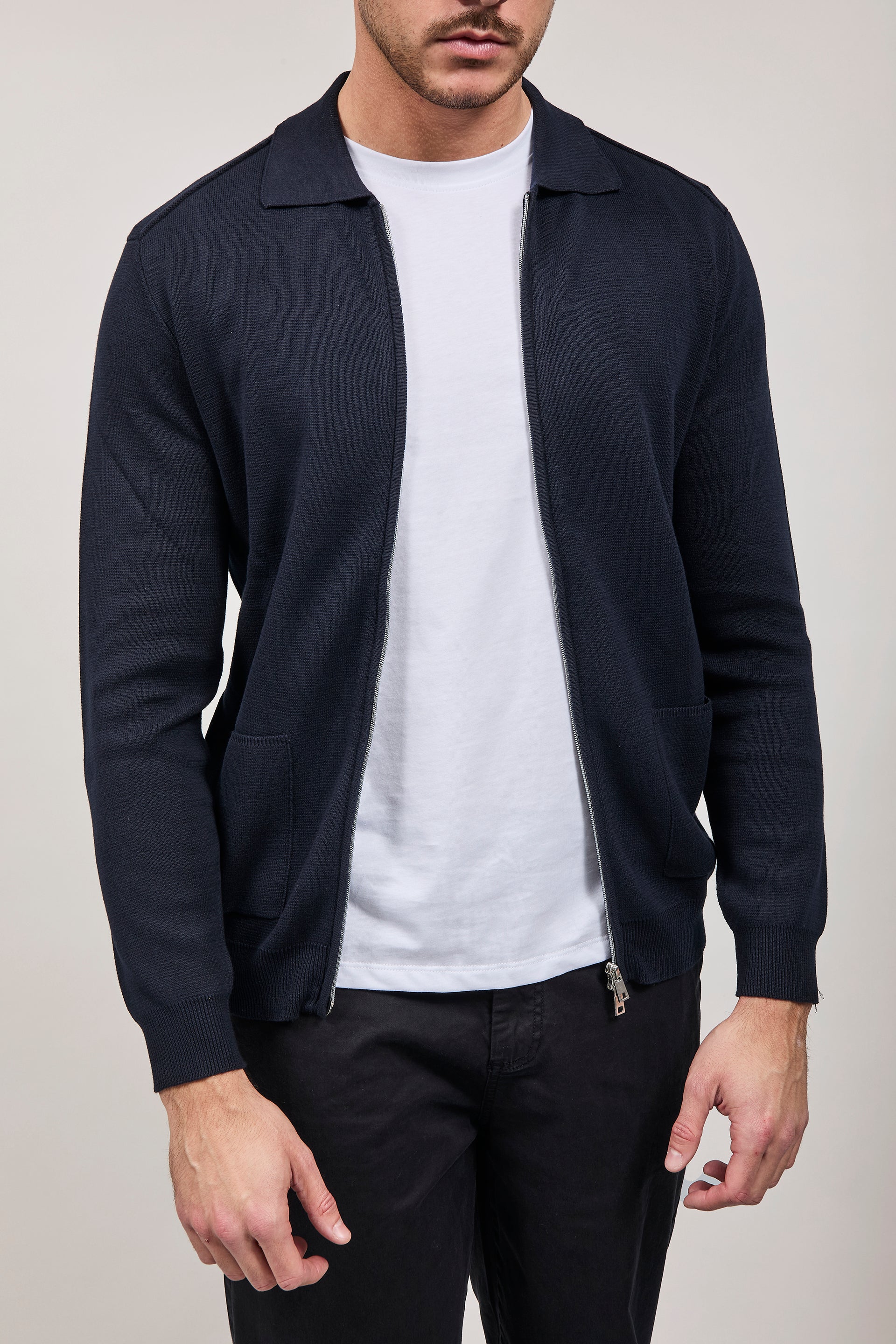 Cardigan Hamaki-ho Zip Blu 3221