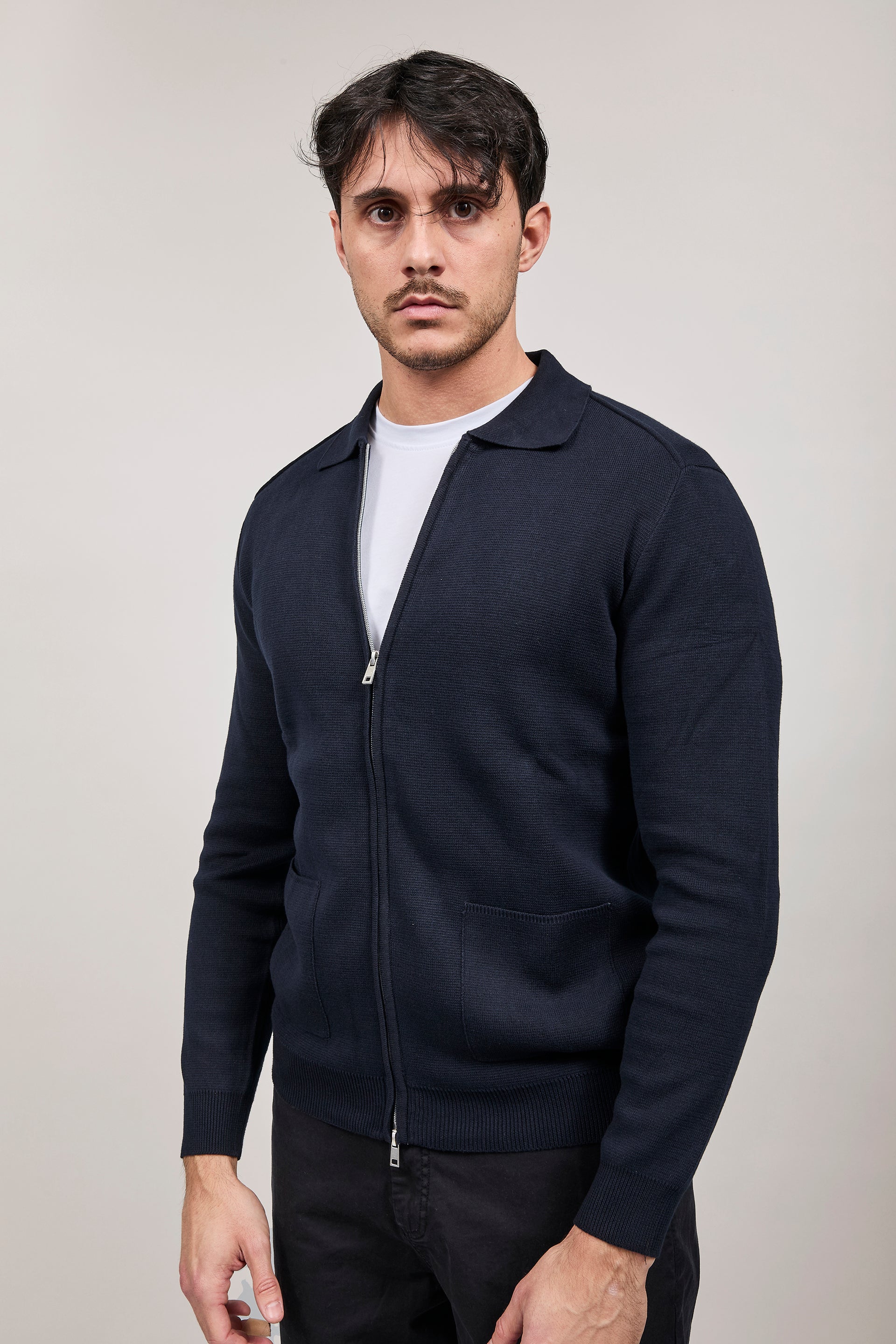 Cardigan Hamaki-ho Zip Blu 3221