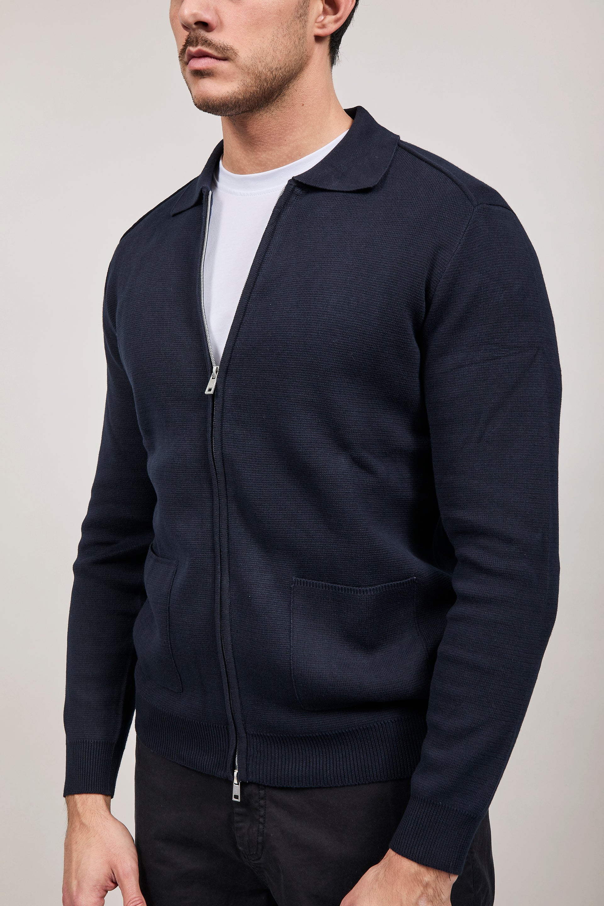 Cardigan Hamaki-ho Zip Blu 3221