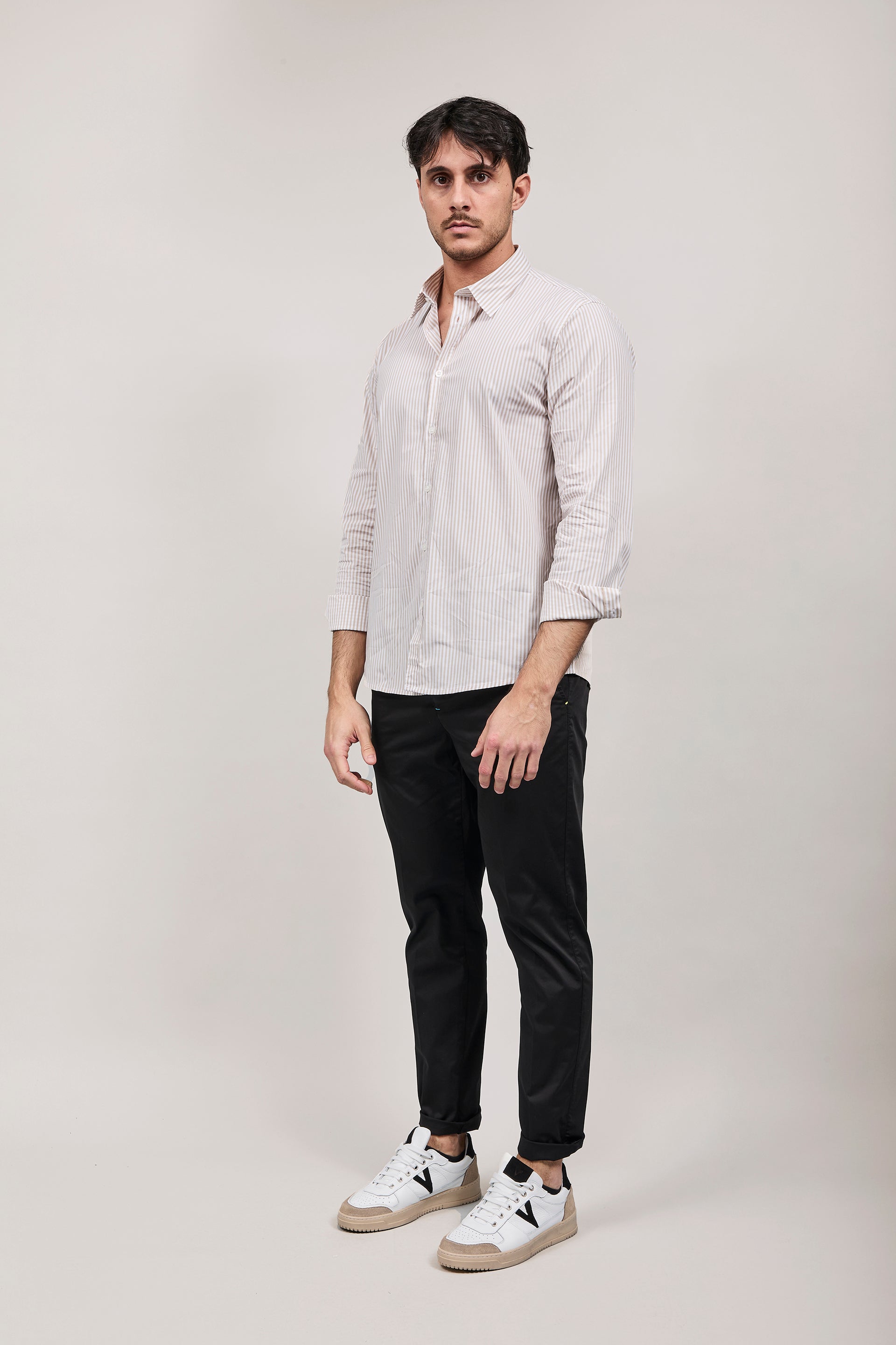 Camicia Hamaki-ho Rigata Beige 1307