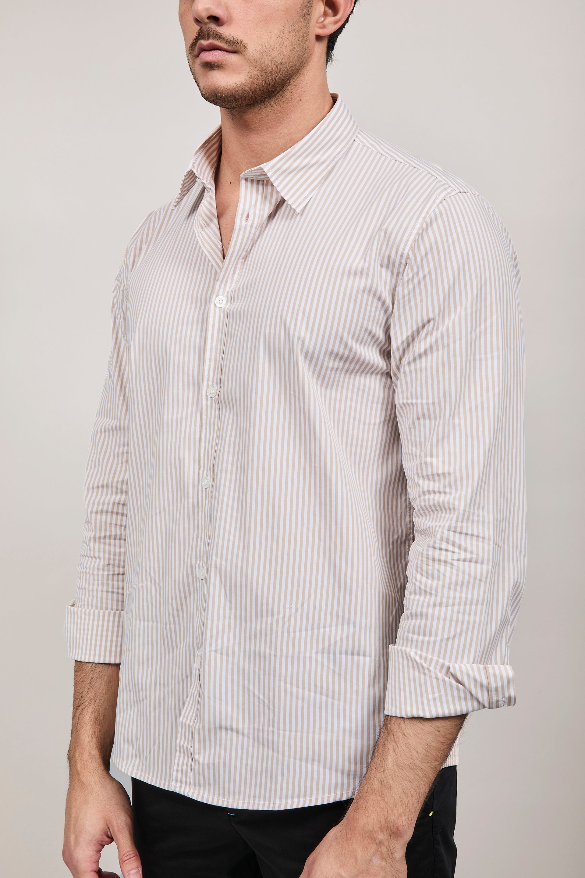 Camicia Hamaki-ho Rigata Beige 1307
