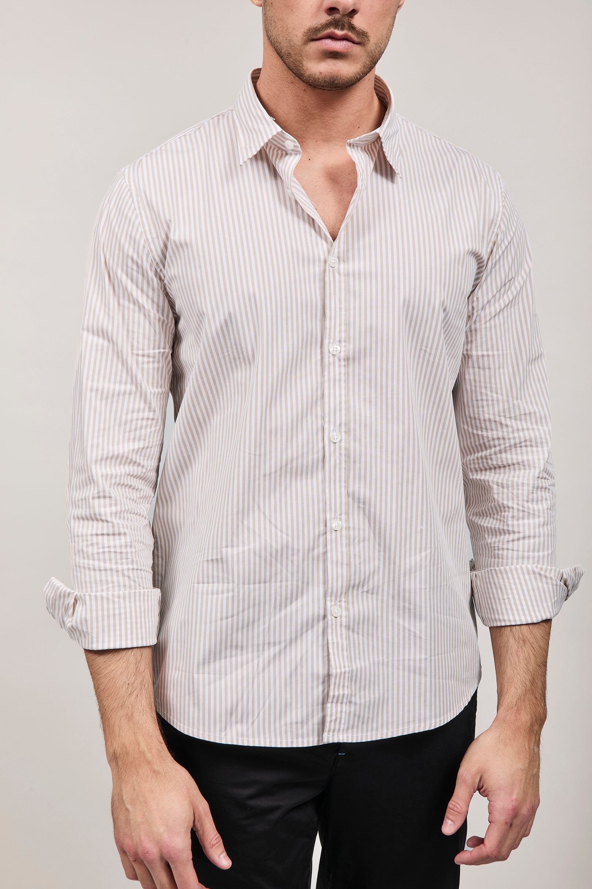 Camicia Hamaki-ho Rigata Beige 1307