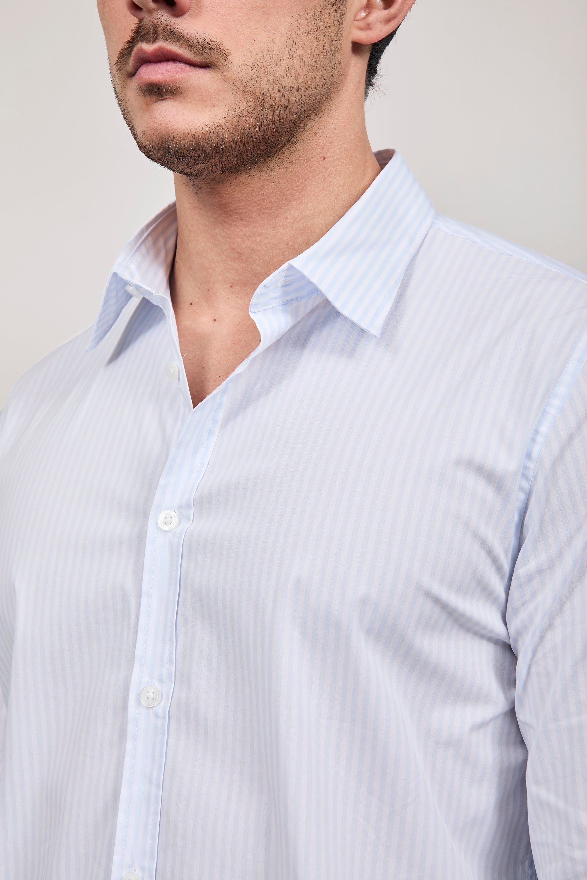 Camicia Hamaki-ho Rigata Celeste 1307