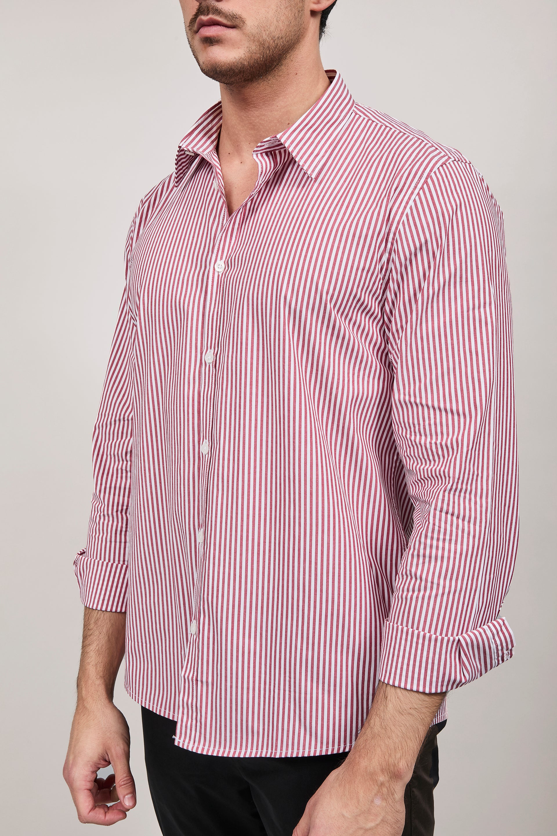 Camicia Hamaki-ho Rigata Rossa 1307