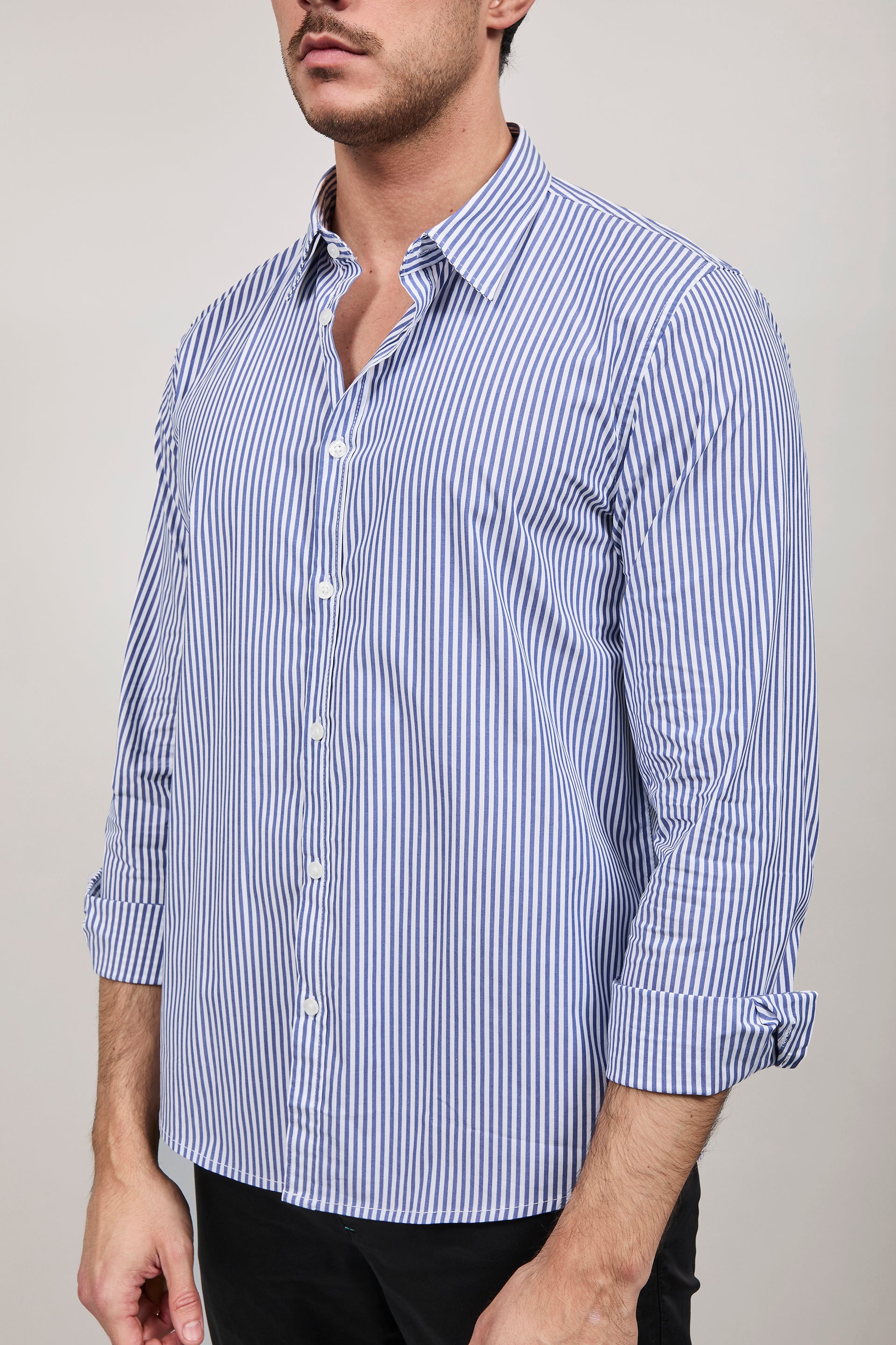 Camicia Hamaki-ho Rigata Blu 1307