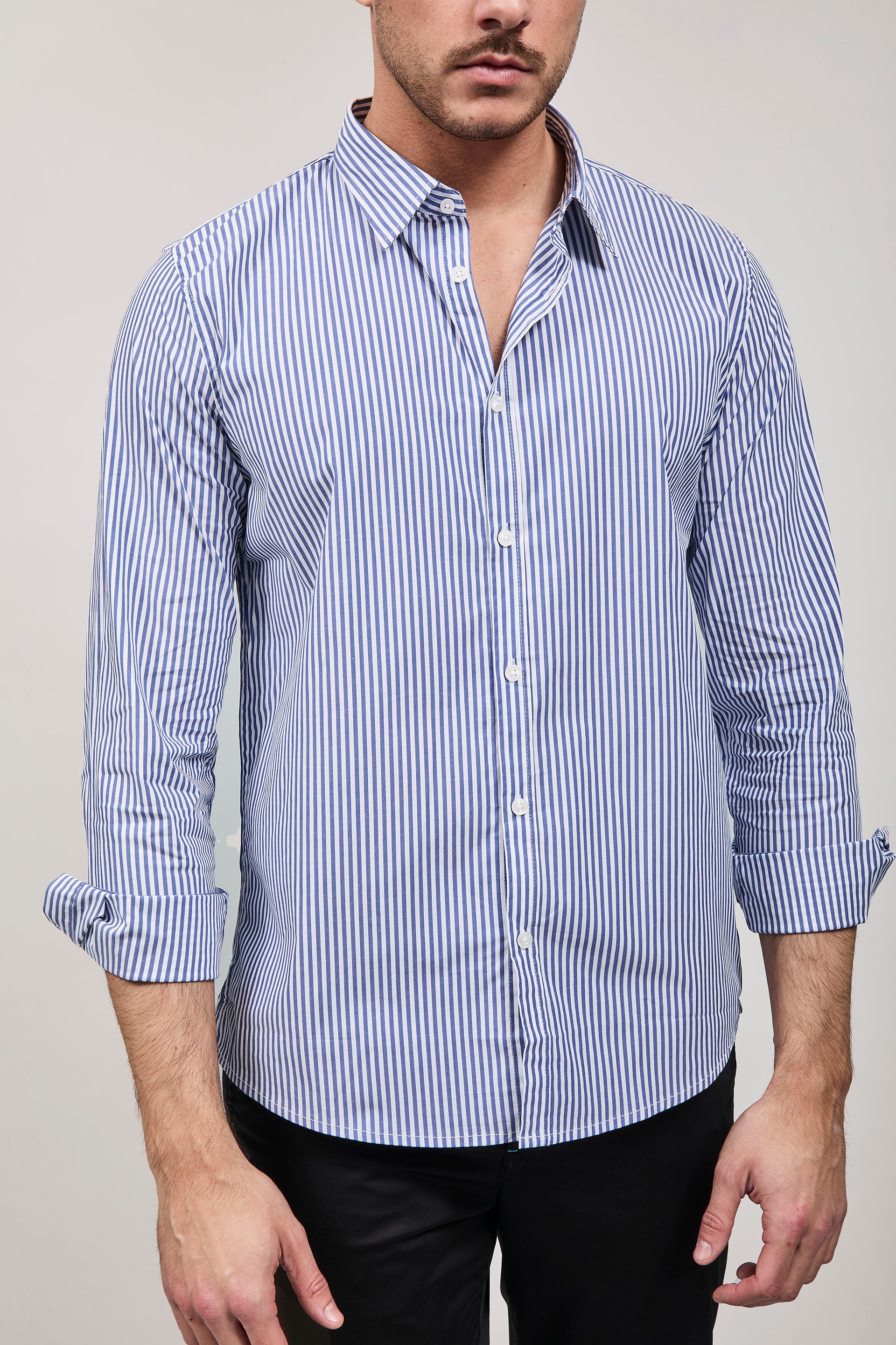 Camicia Hamaki-ho Rigata Blu 1307