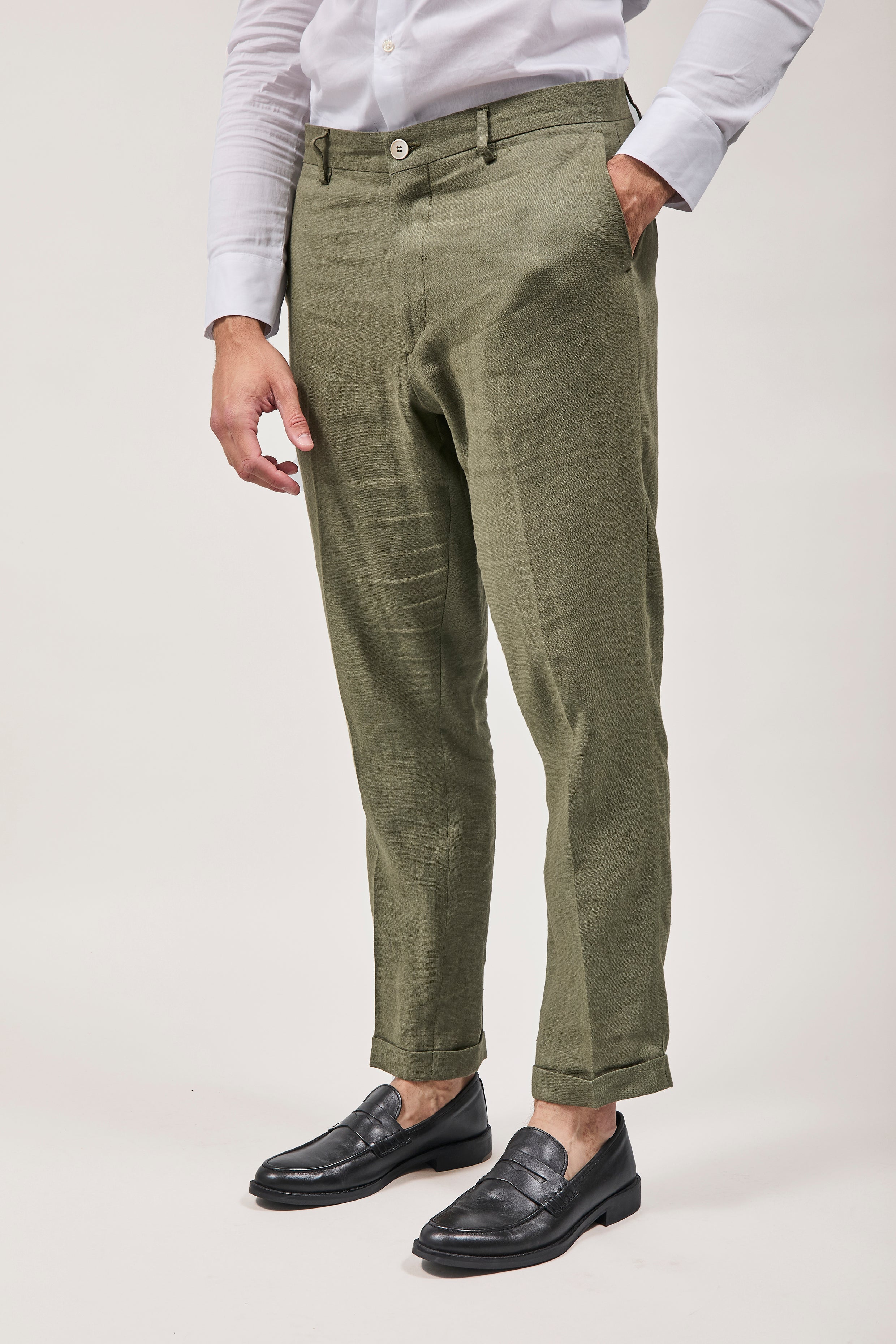 Pantalone Over-d Lino Militare G53