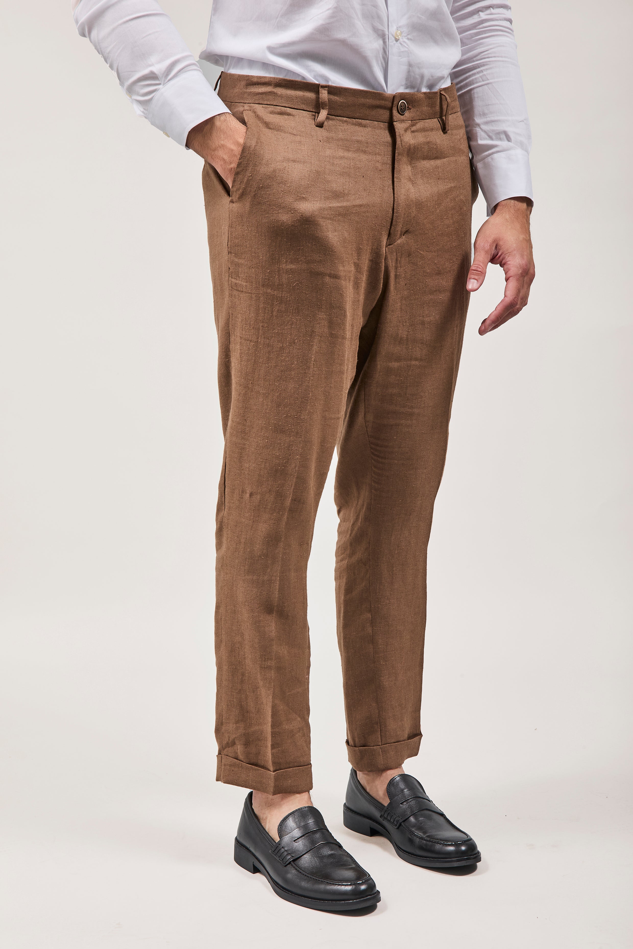 Pantalone Over-d Lino Cacao G53