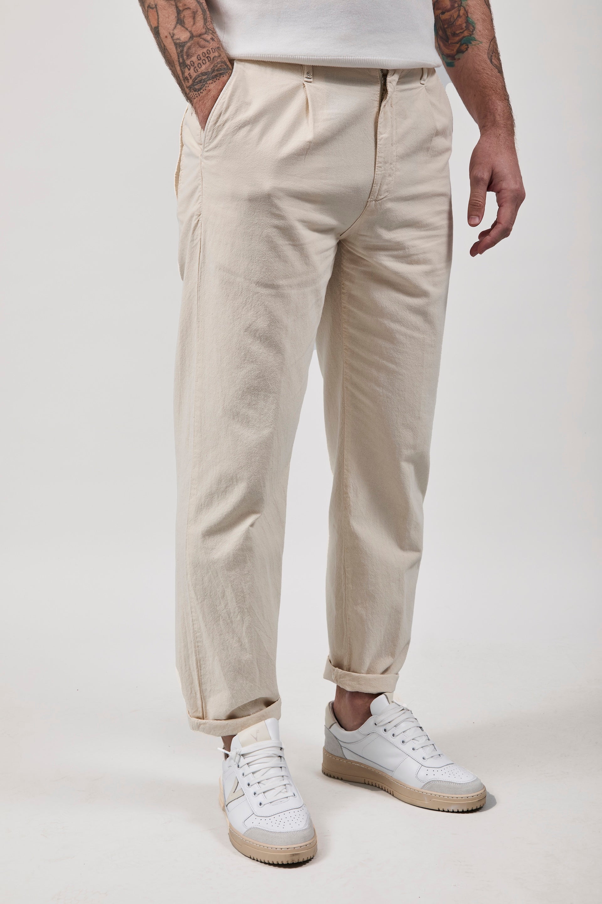 Pantalone Berna Lino Panna 379