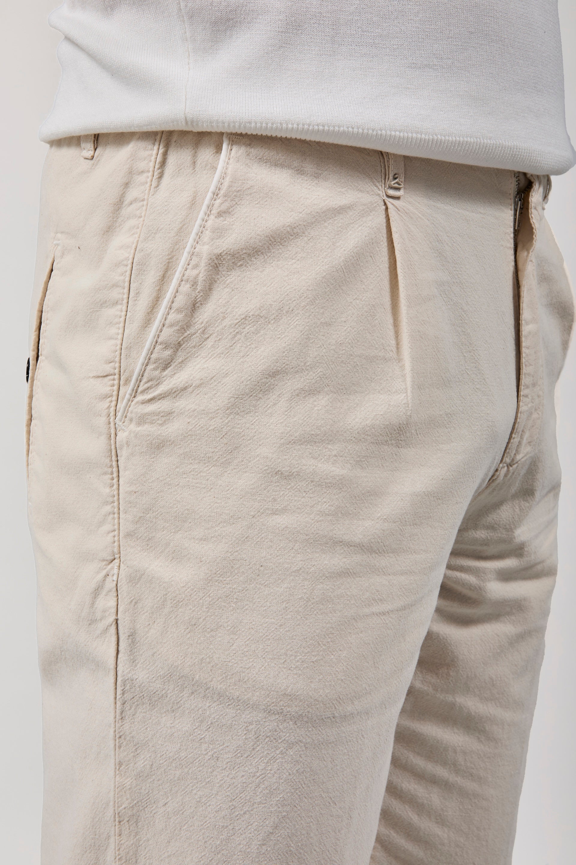 Pantalone Berna Lino Panna 379