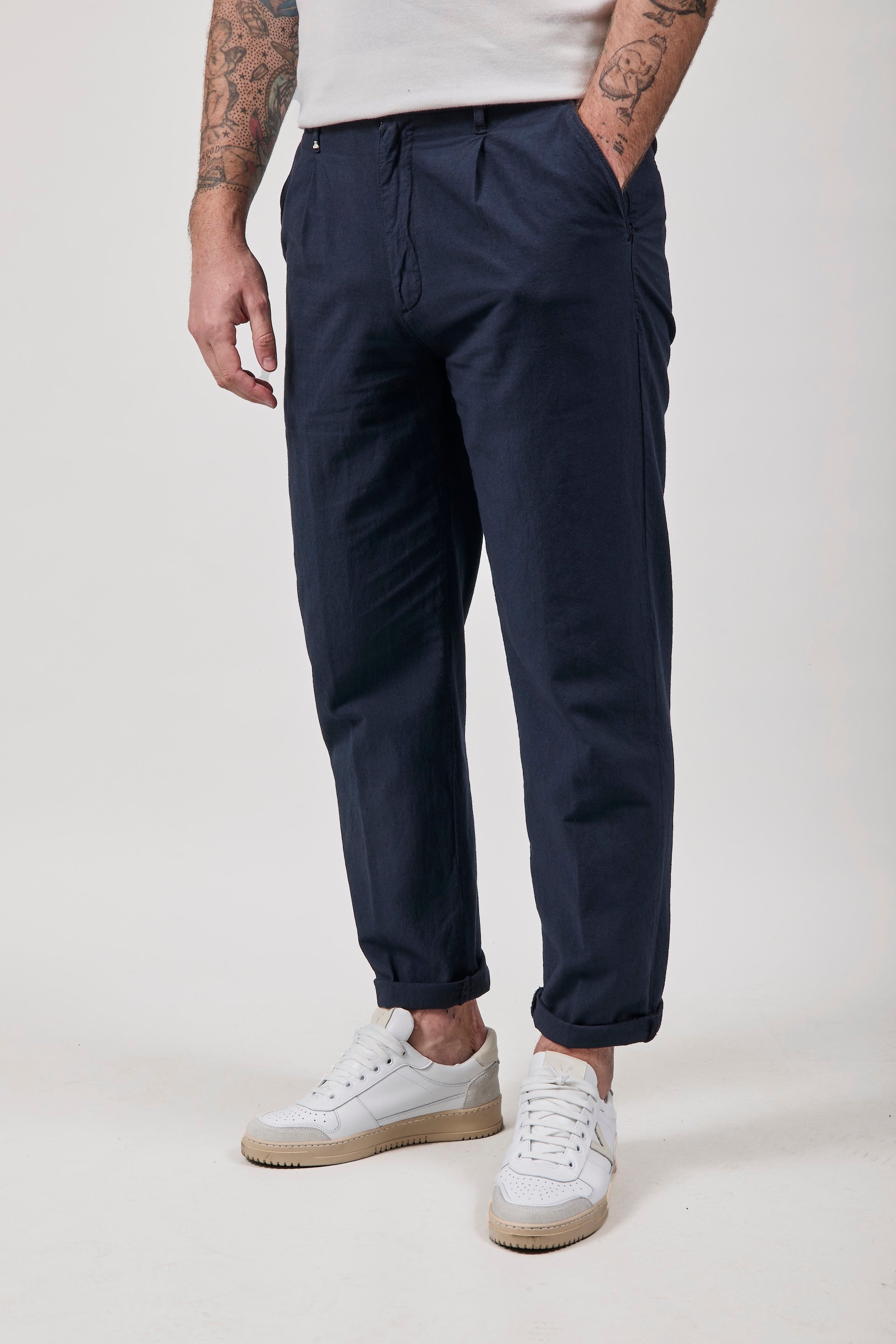Pantalone Berna Lino Navy 379
