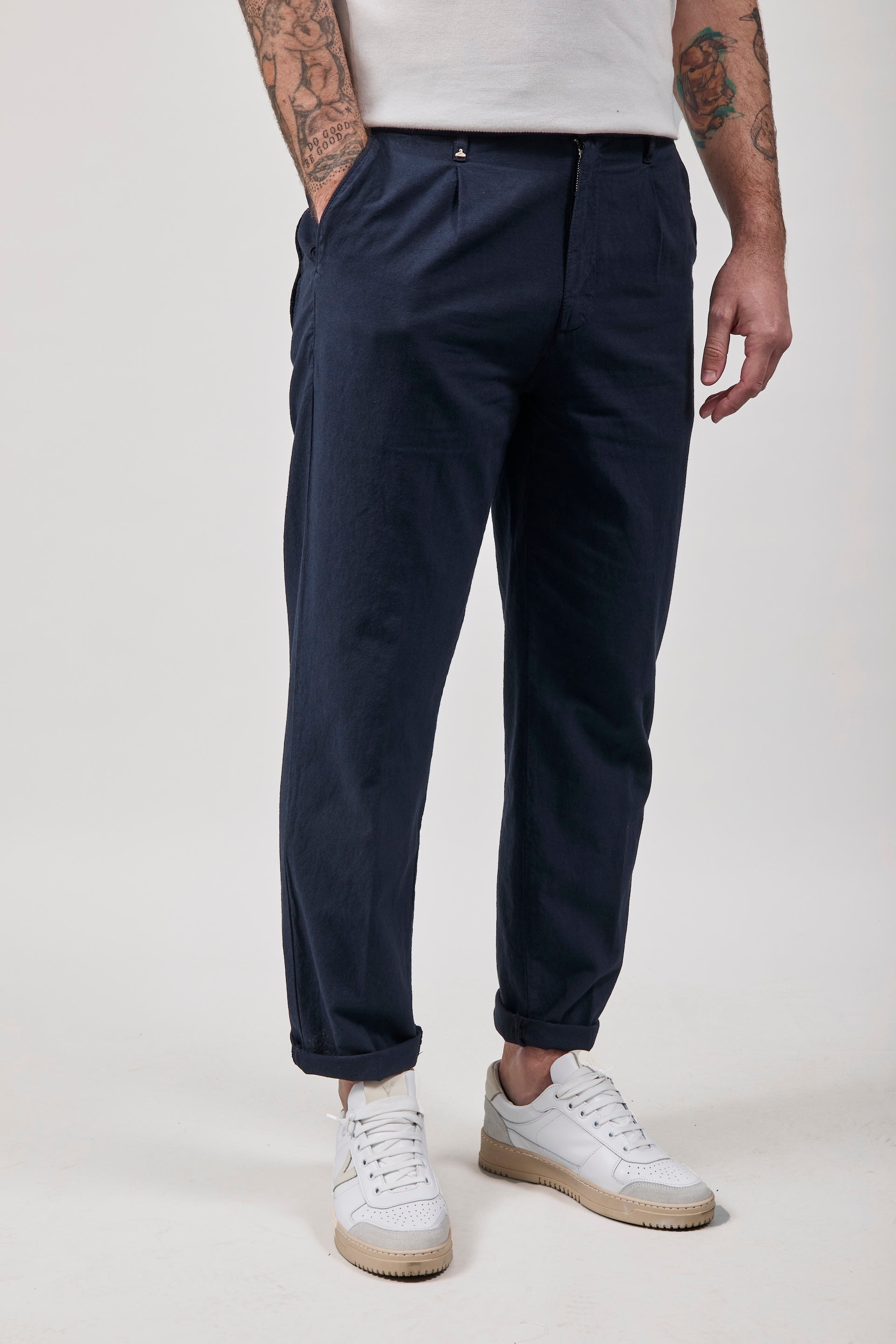 Pantalone Berna Lino Navy 379