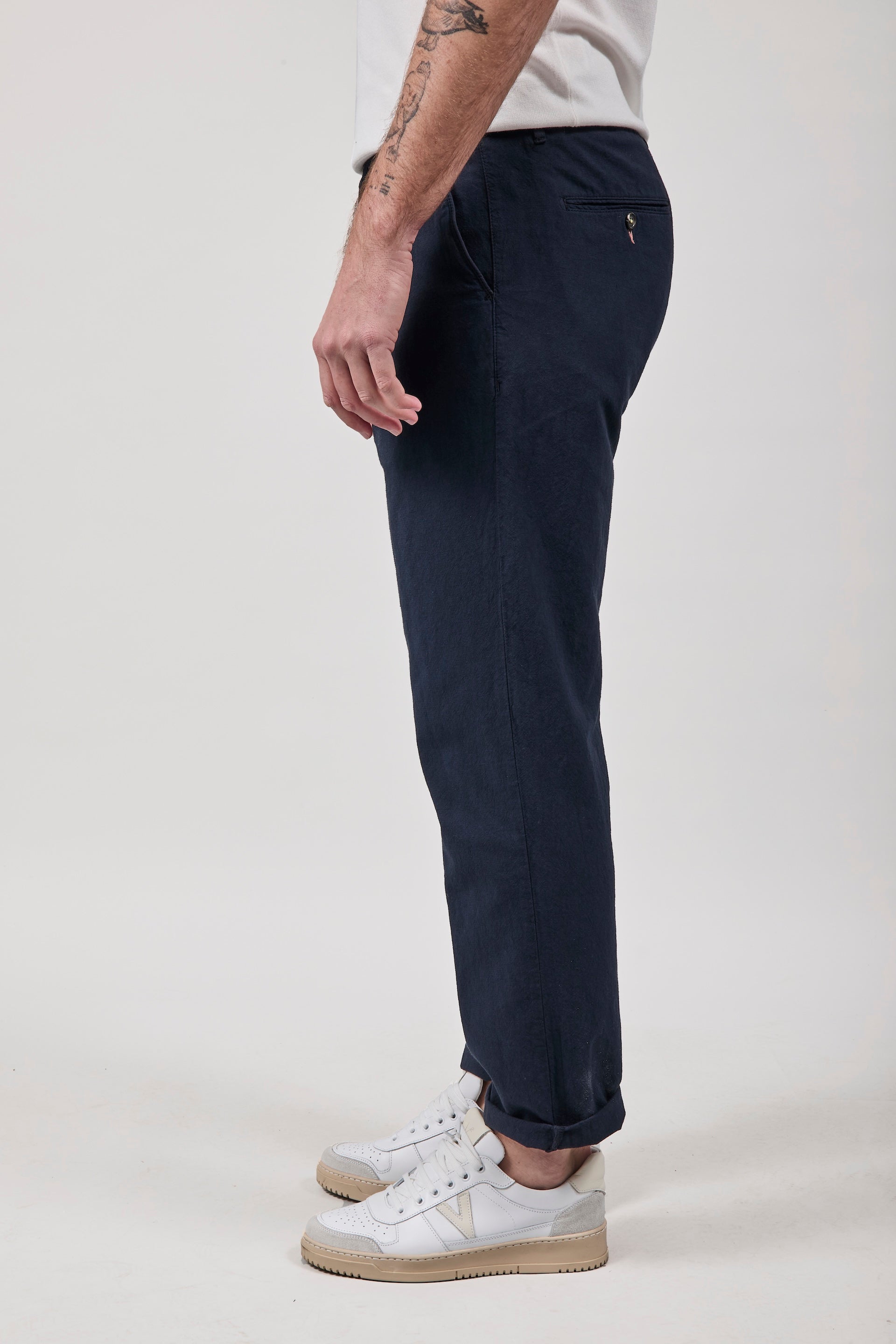 Pantalone Berna Lino Navy 379