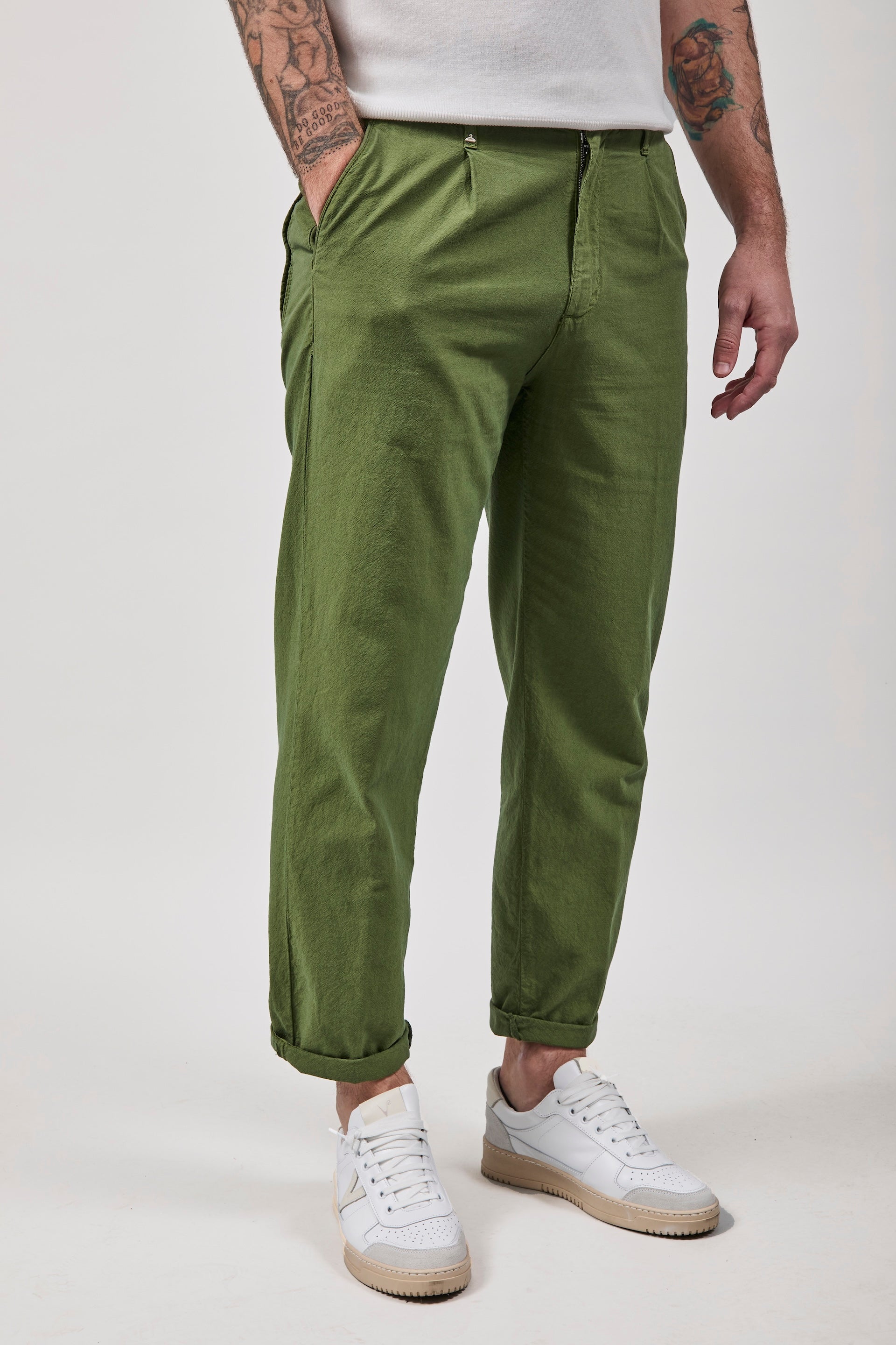 Pantalone Berna Lino Verde 379
