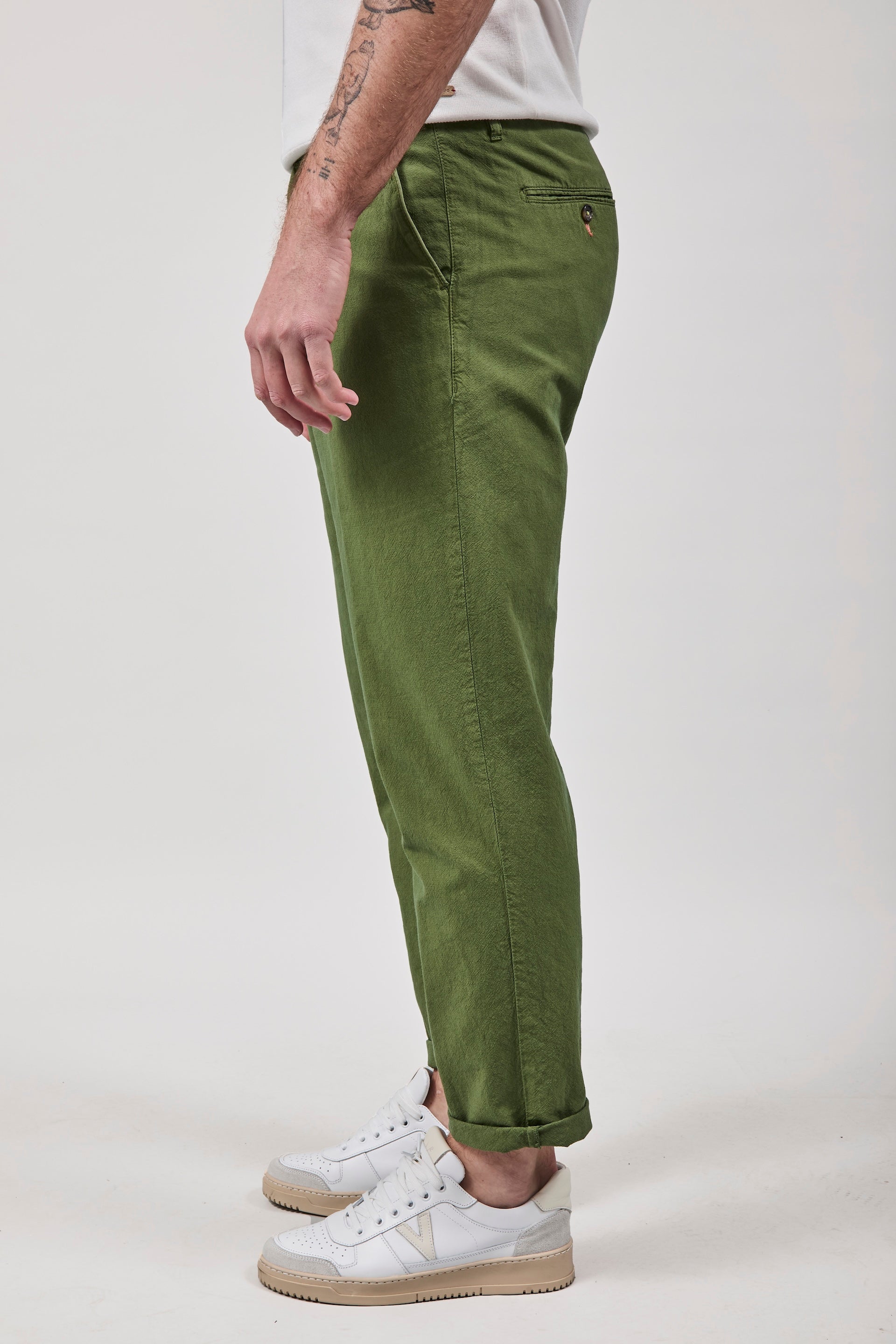 Pantalone Berna Lino Verde 379