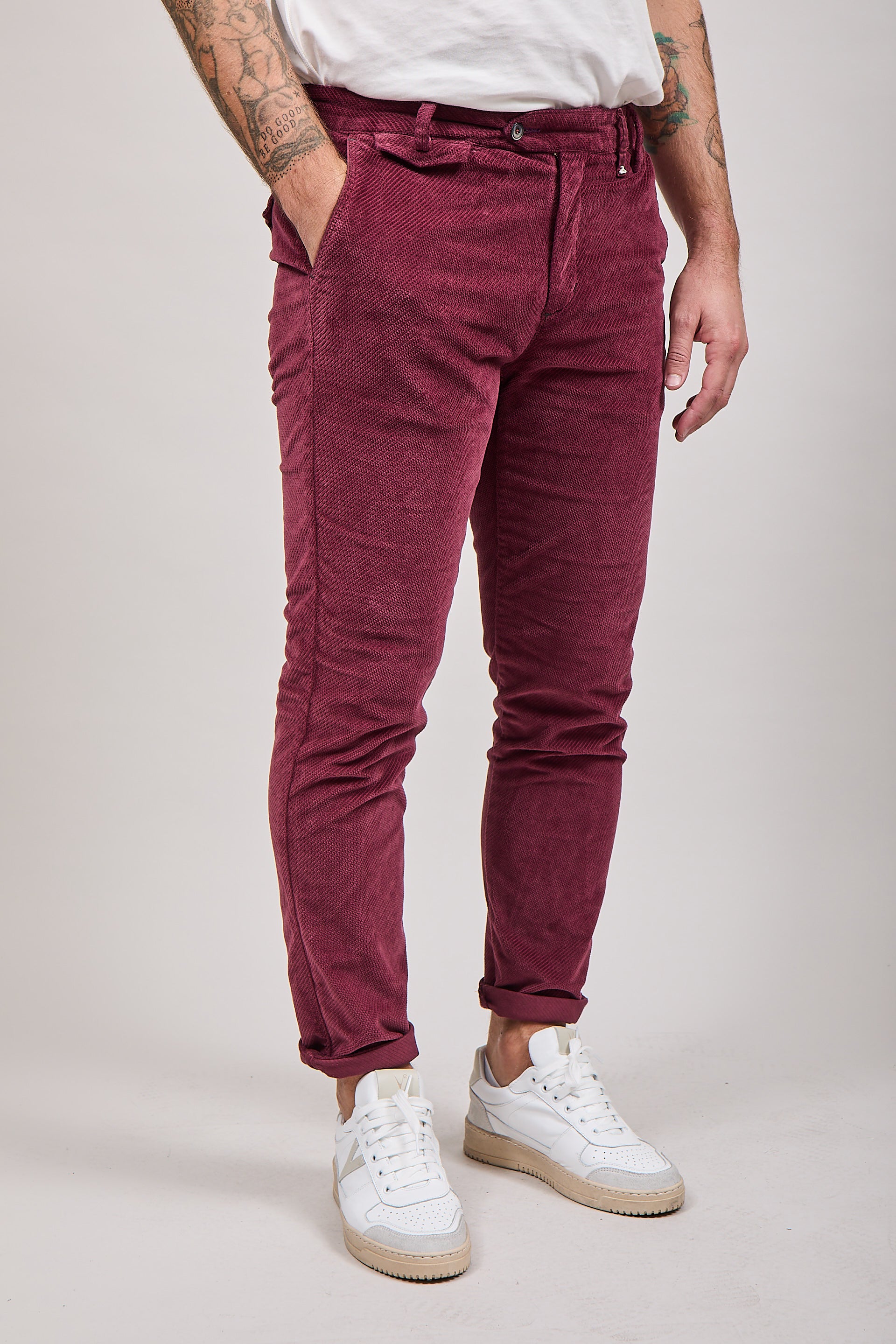 Pantalone velluto Berna chinos 118 Bordeaux