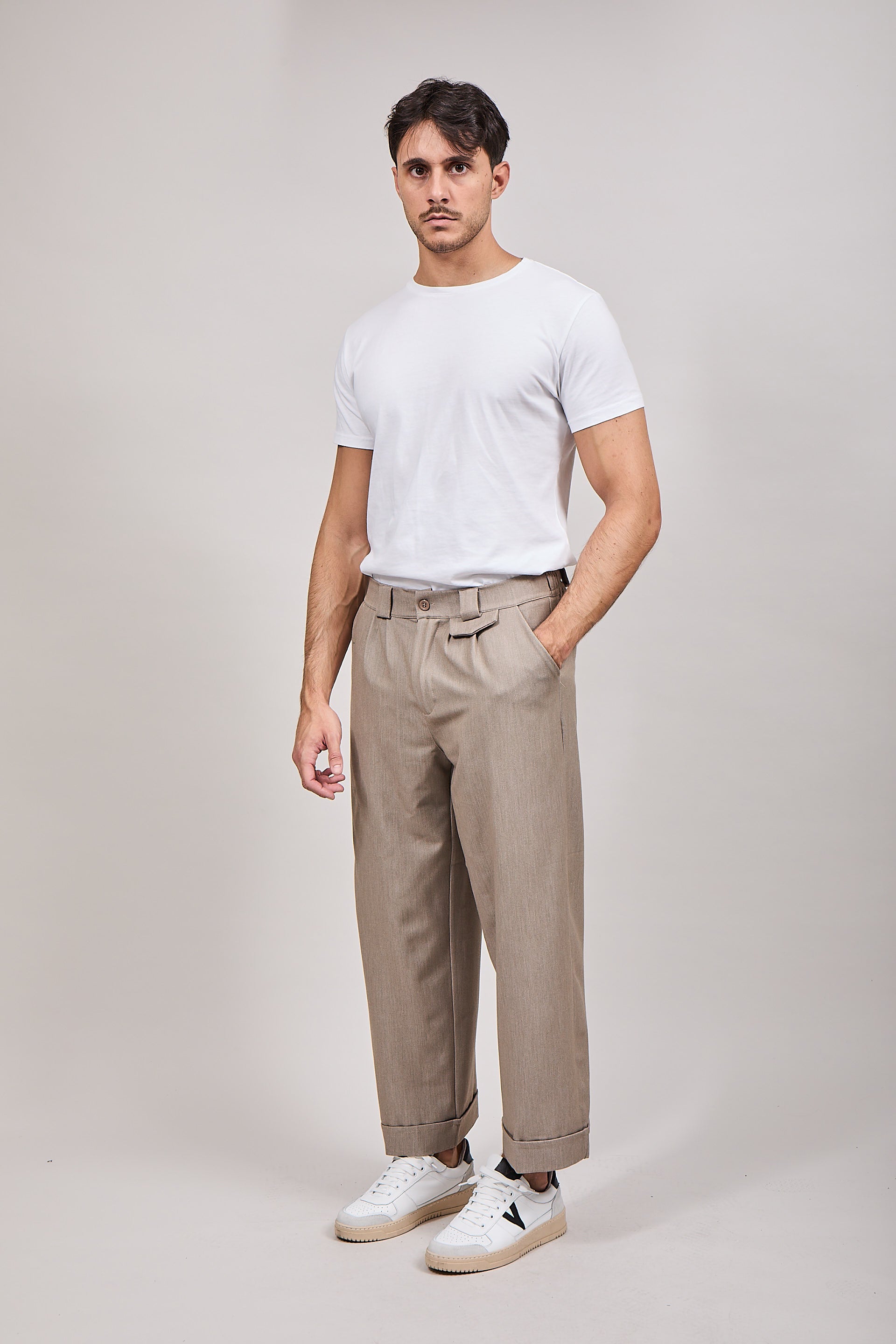 Pantalone NJB Risvolto Beige