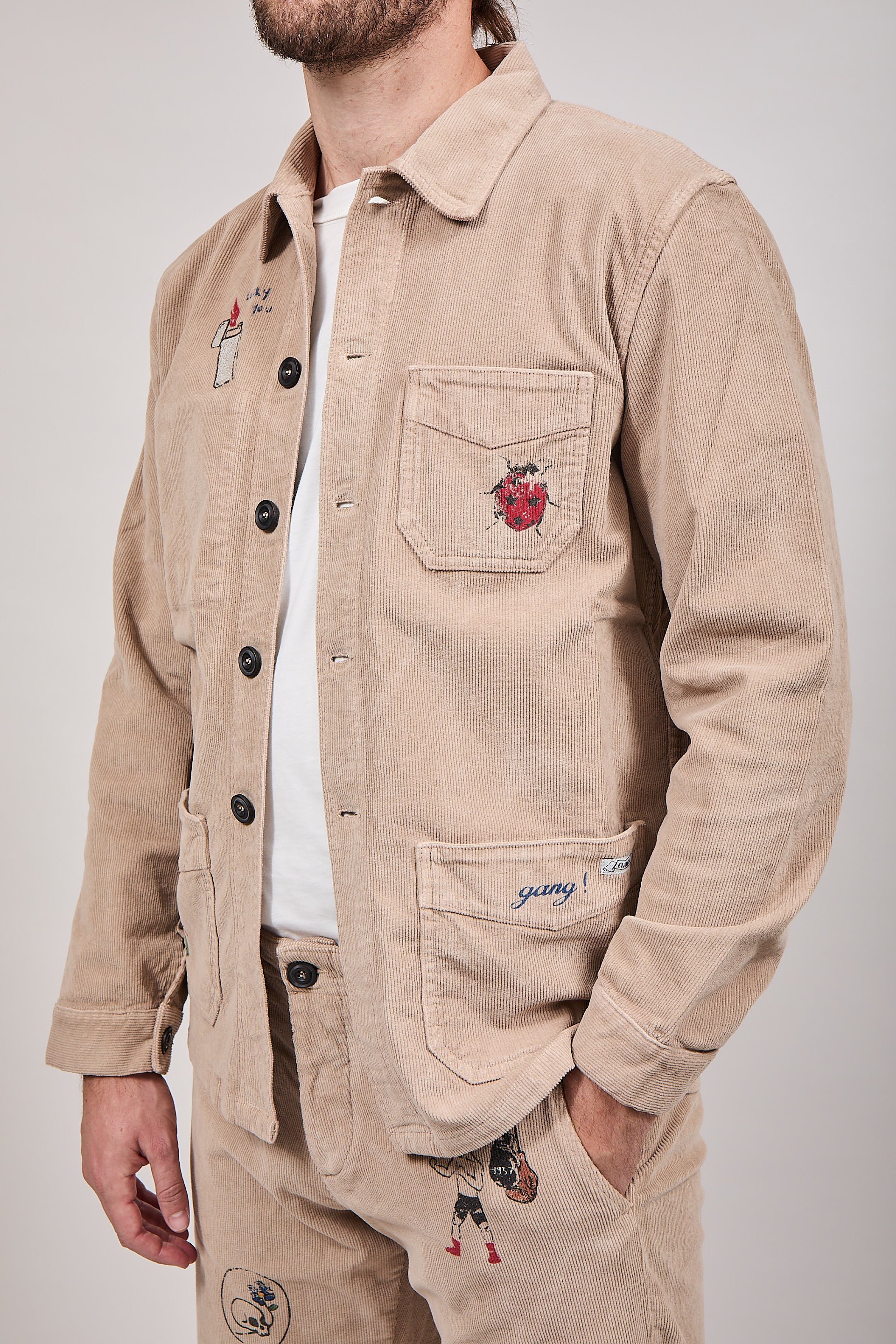 Giacchetto Clark Velluto Stampe Cammello Atelier