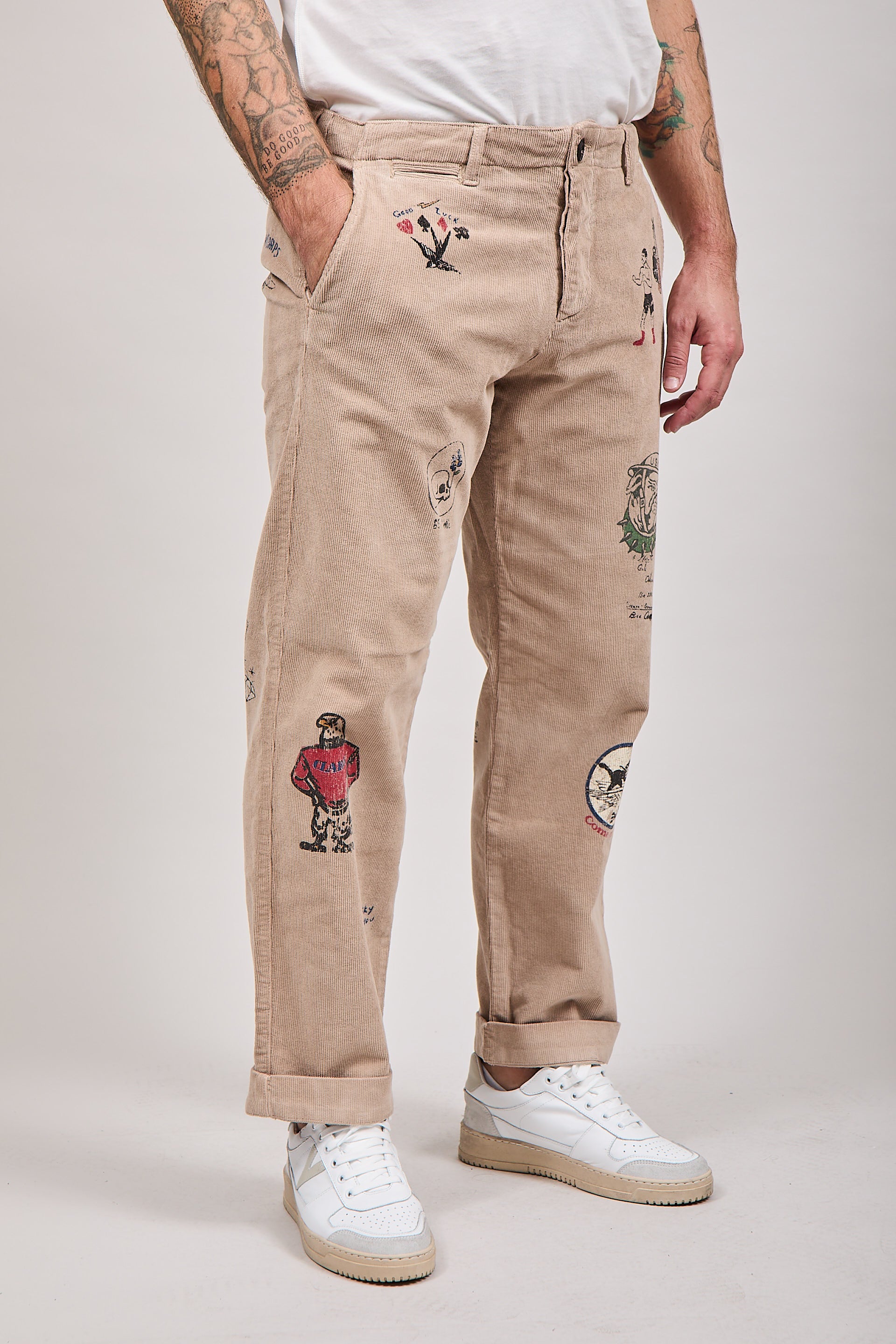 Pantalone Clark Velluto Stampe Cammello Atelier