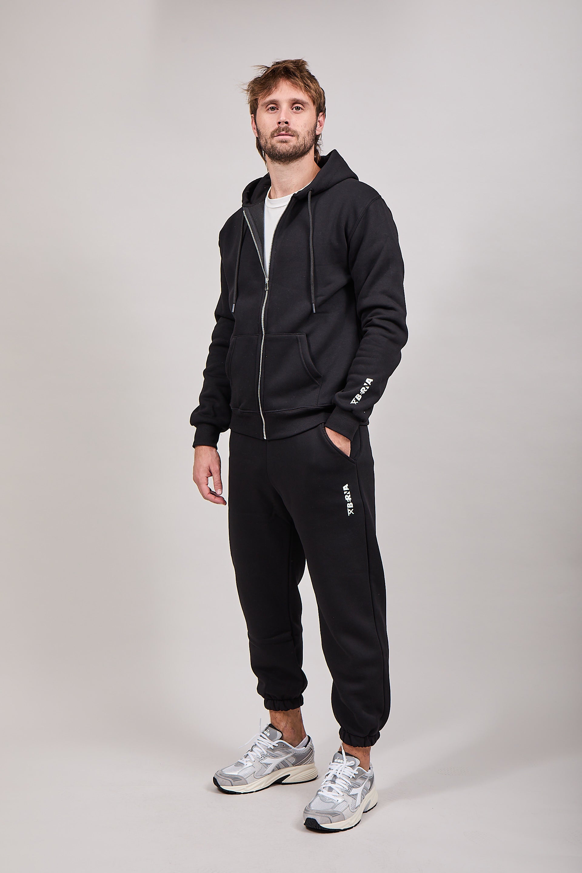 Felpa Berna Zip Cappuccio Nera