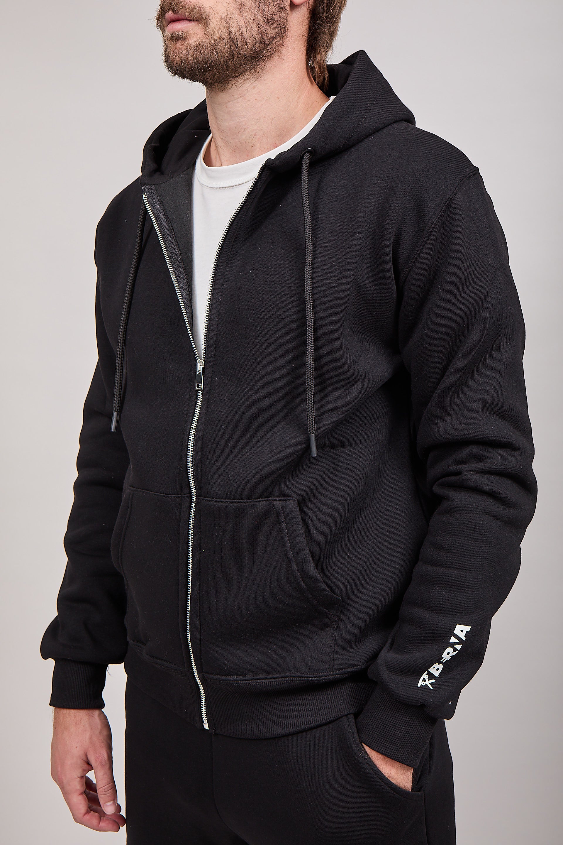 Felpa Berna Zip Cappuccio Nera