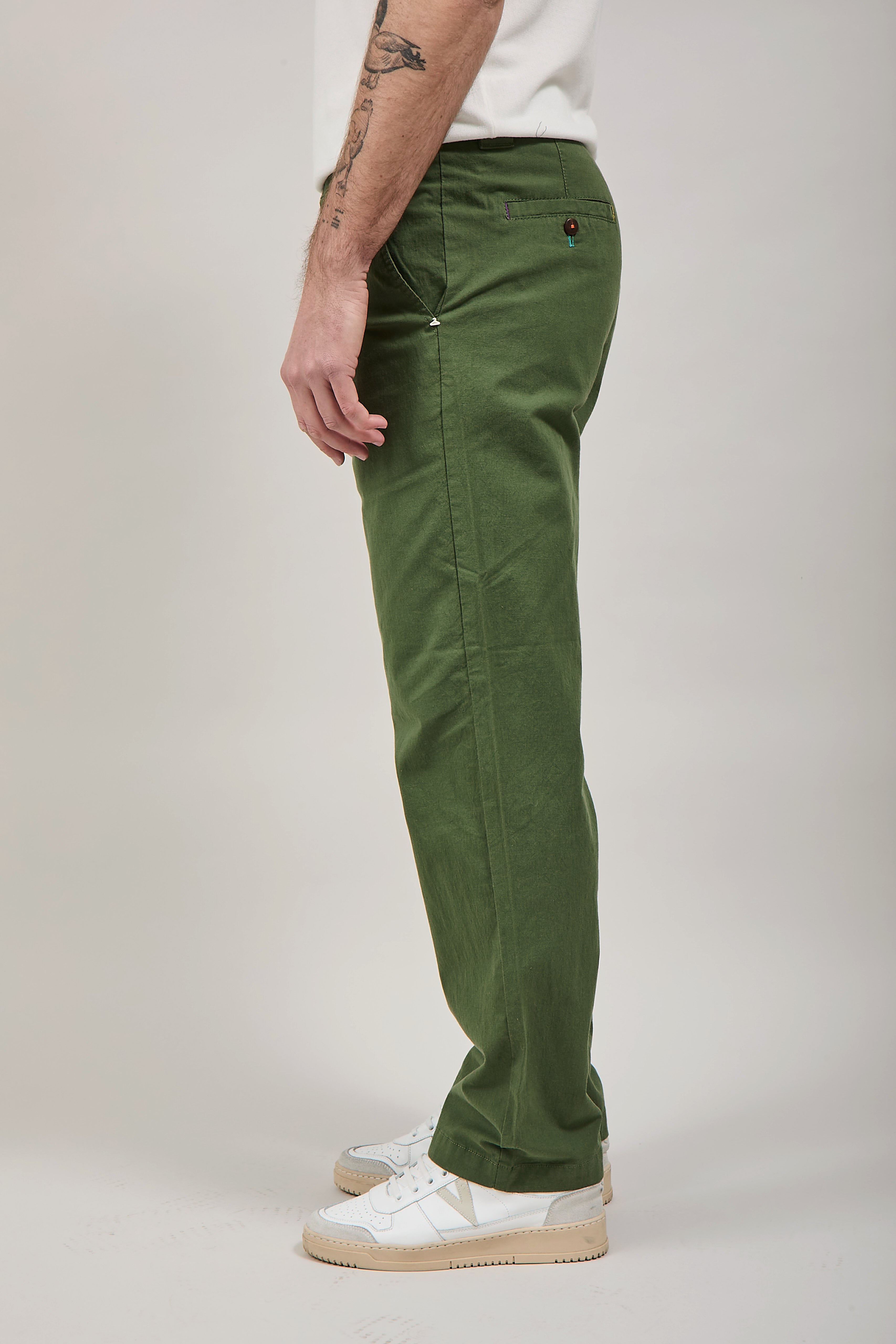 Pantalone Berna Lino Verde scuro 1283