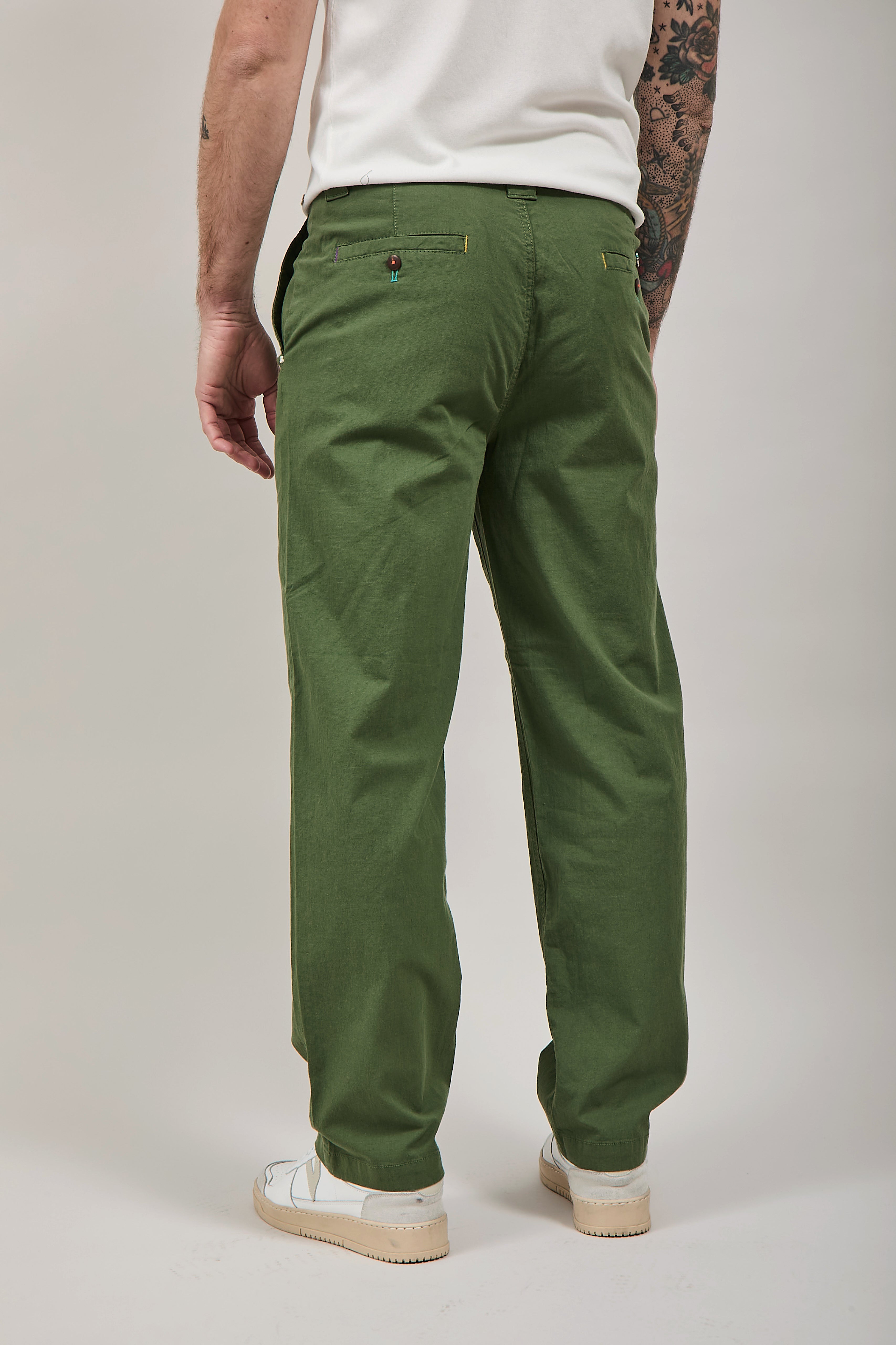 Pantalone Berna Lino Verde scuro 1283