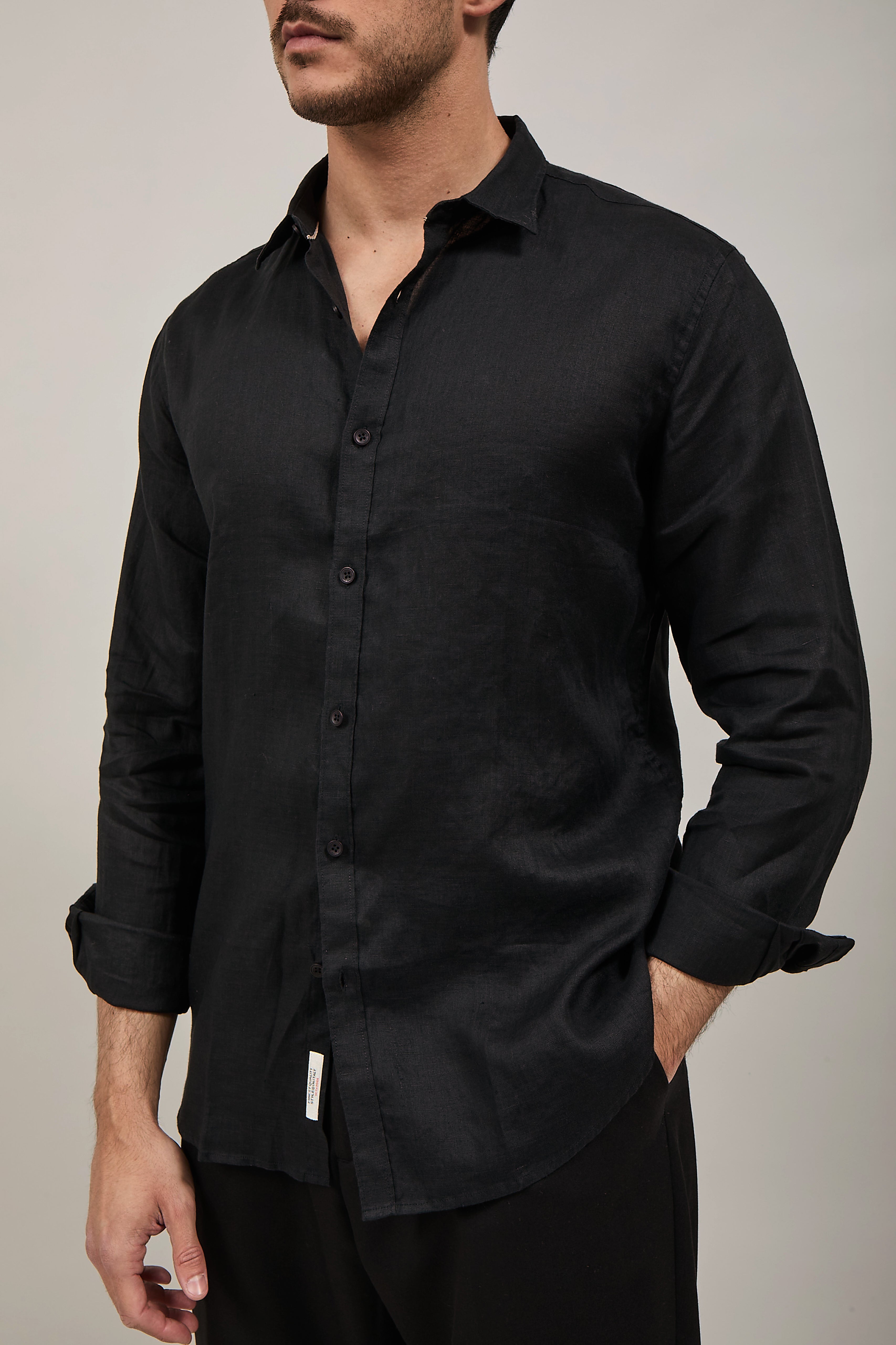 Camicia Gianni Lupo Lino 7619 Nera